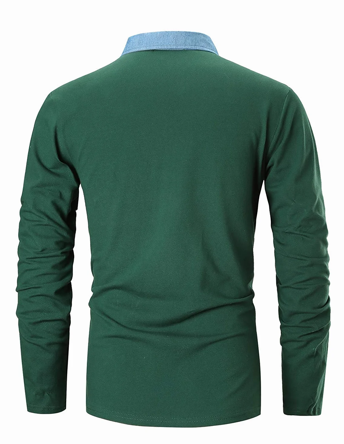 Męska koszulka polo z długim rękawem, Basic, denim, do szycia, casual, bawełniana, do golfa, tenisa, koszulki polo, zielony, L