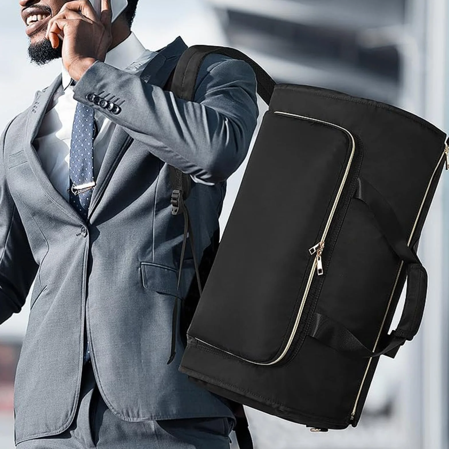 Torba transportowa Garment, 2 w 1, rozkładana torba podróżna, 20,98 x 12,99 x 12,01 cala składana z paskiem na ramię, na weekendowe wycieczki i organizację podróży, czarny, Se référer au descriptif,