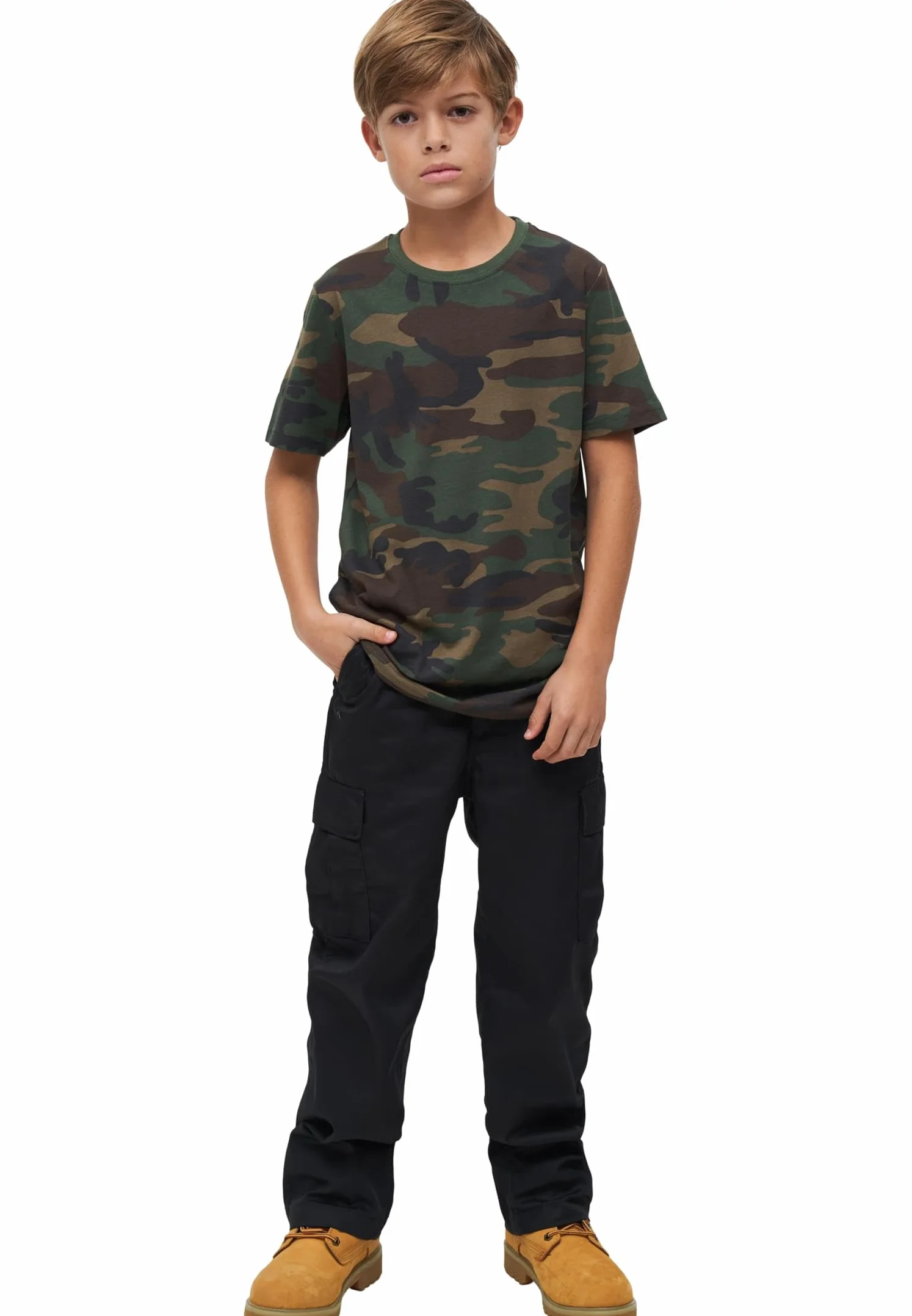 Brandit Army T-Shirt dzieci?cy Army Bundeswehry Shirt Kids BW PODKO?CIE Uni & CAMO, Woodland, 170-176