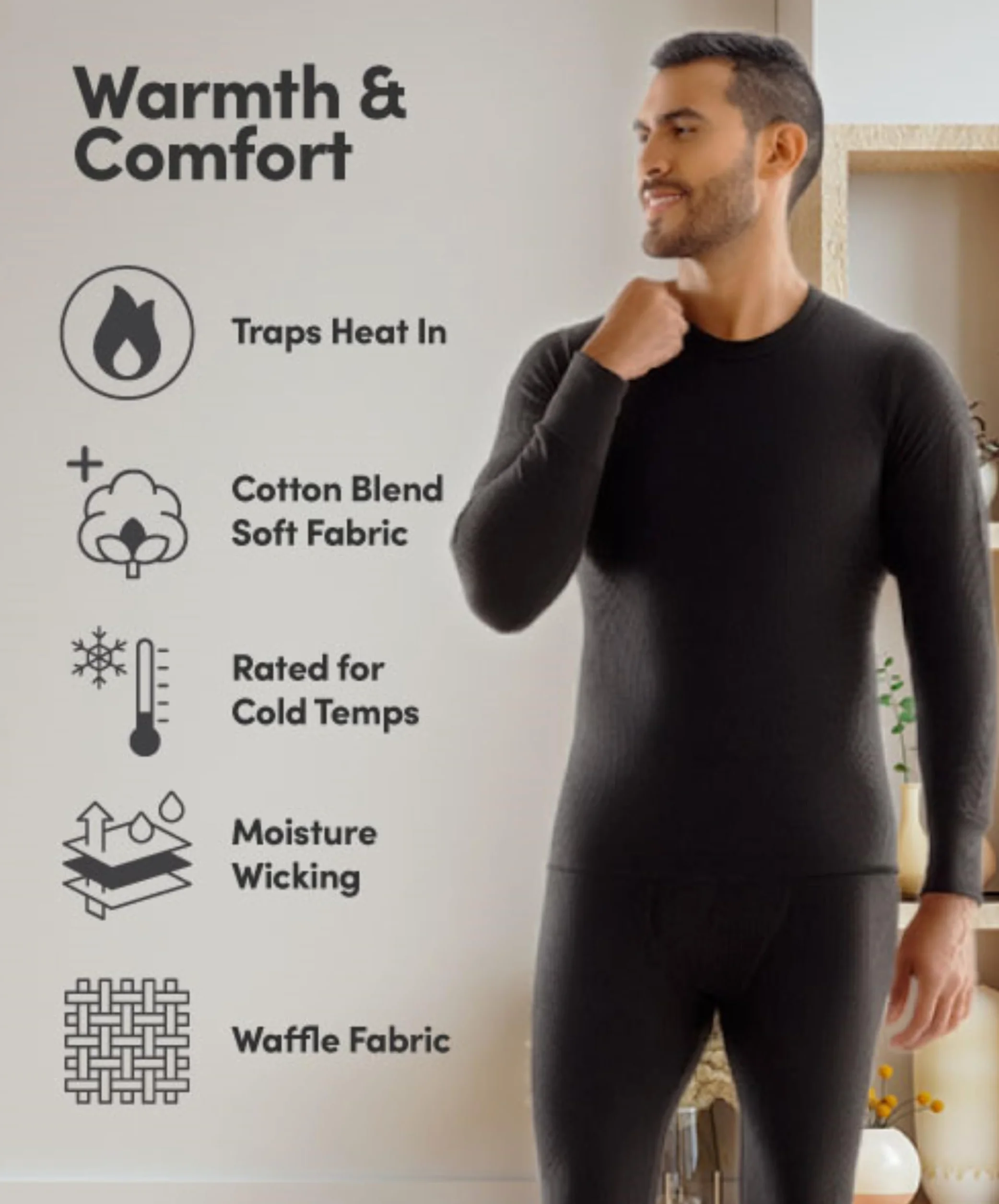 Fruit of the Loom Pidżama — zestaw Mężczyźni Recycled Waffle Thermal Underwear Set (Top and Bottom)