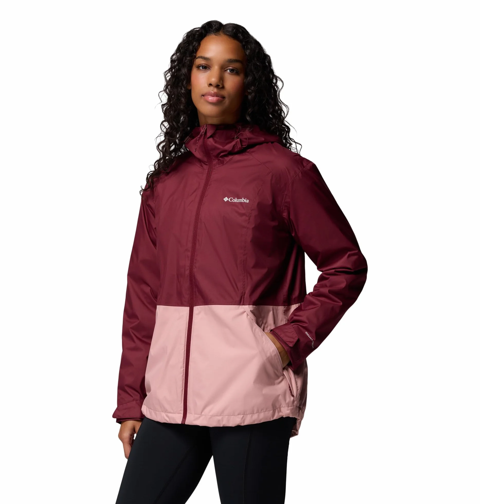 Columbia Damska kurtka Inner Limits 3, wodoodporna kurtka przeciwdeszczowa, bogate wino, gumka do ścierania, różowa, XL