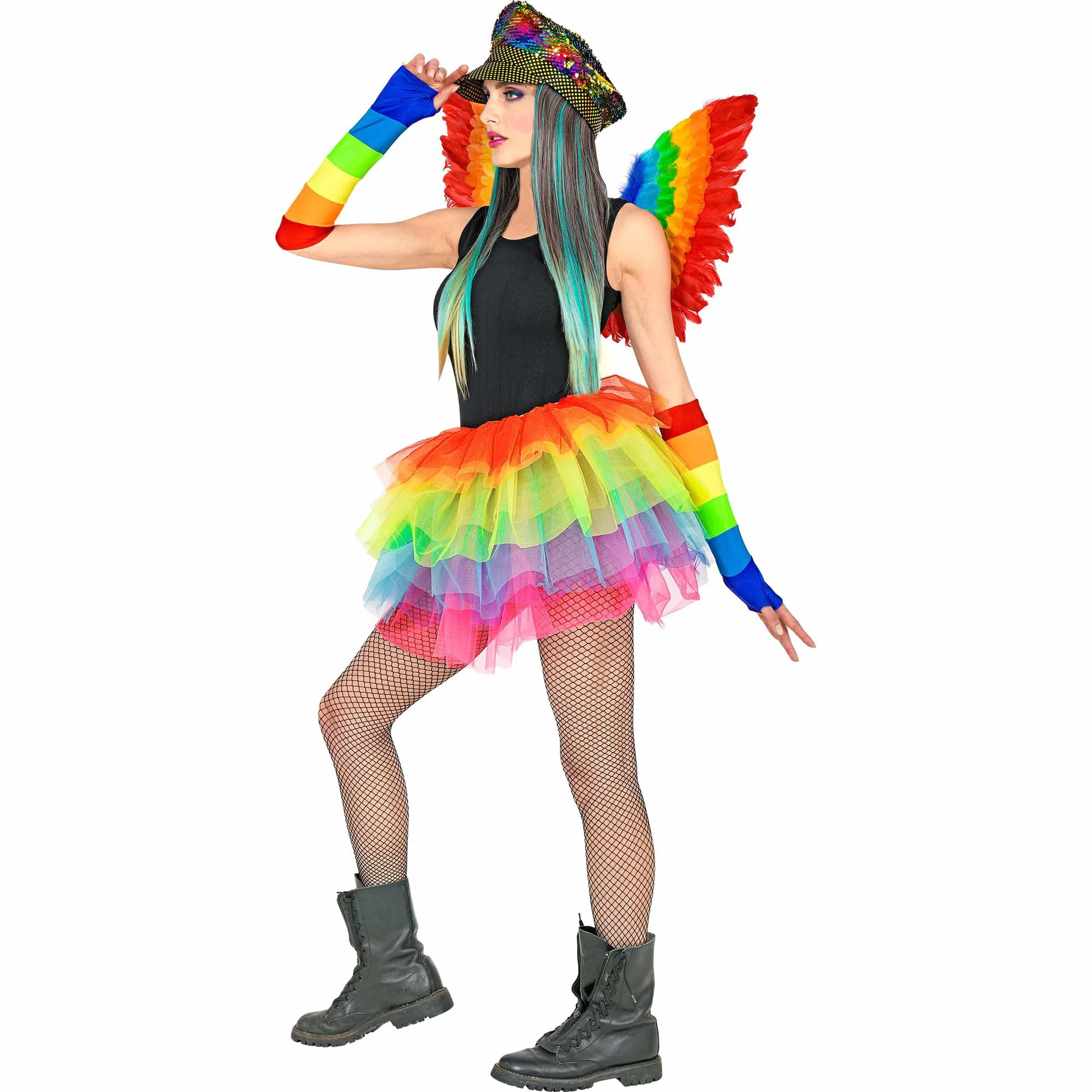 W WIDMANN MILANO Party Fashion 10344 - tutu tęczowa spódnica dla dorosłych, tiulowa spódnica, tancerki, karnawał, impreza tematyczna