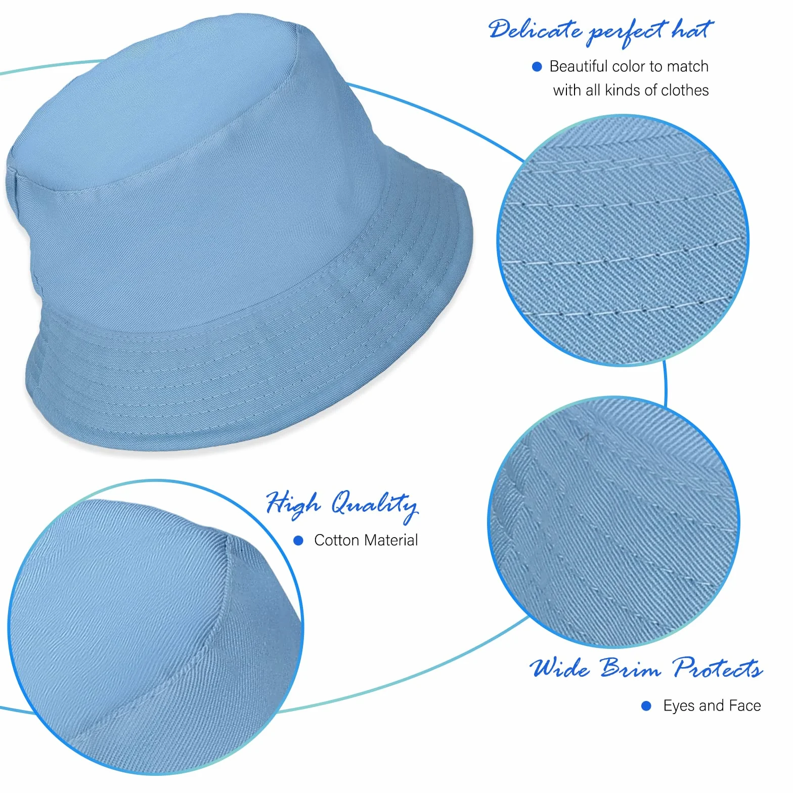 Sibba Kapelusz typu bucket letni rybak osłona przeciwsłoneczna czapki unisex pakowalne czapki dla kobiet mężczyzn wakacje wędrówki kemping zakupy 56-58 cm jednokolorowe kolory