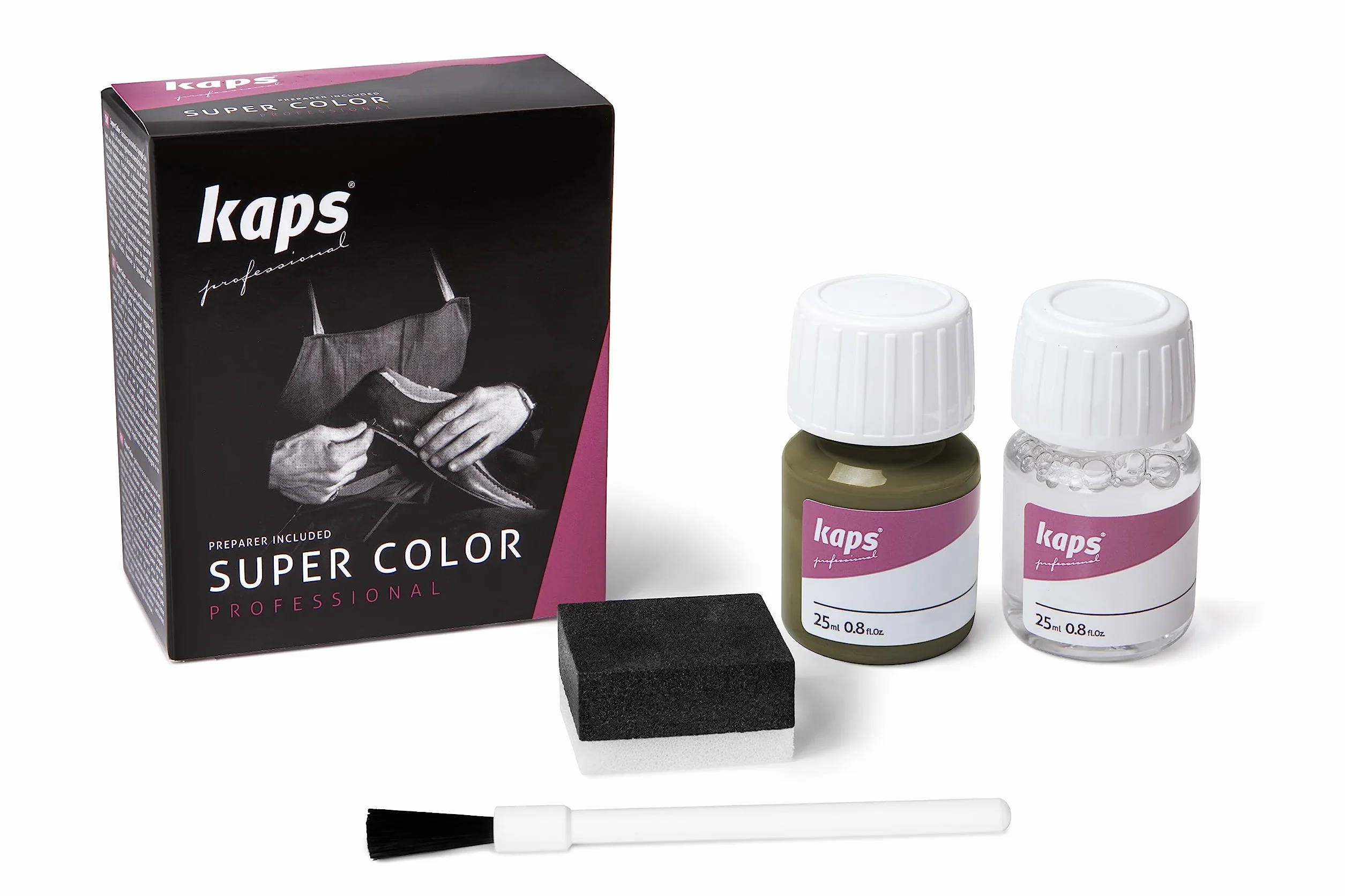 Kaps Super Color z Podkładem - Farba do Butów ze Skóry Naturalnej, Syntetycznej i Tekstyliów, 70 kolorów (134 - oliwkowy)