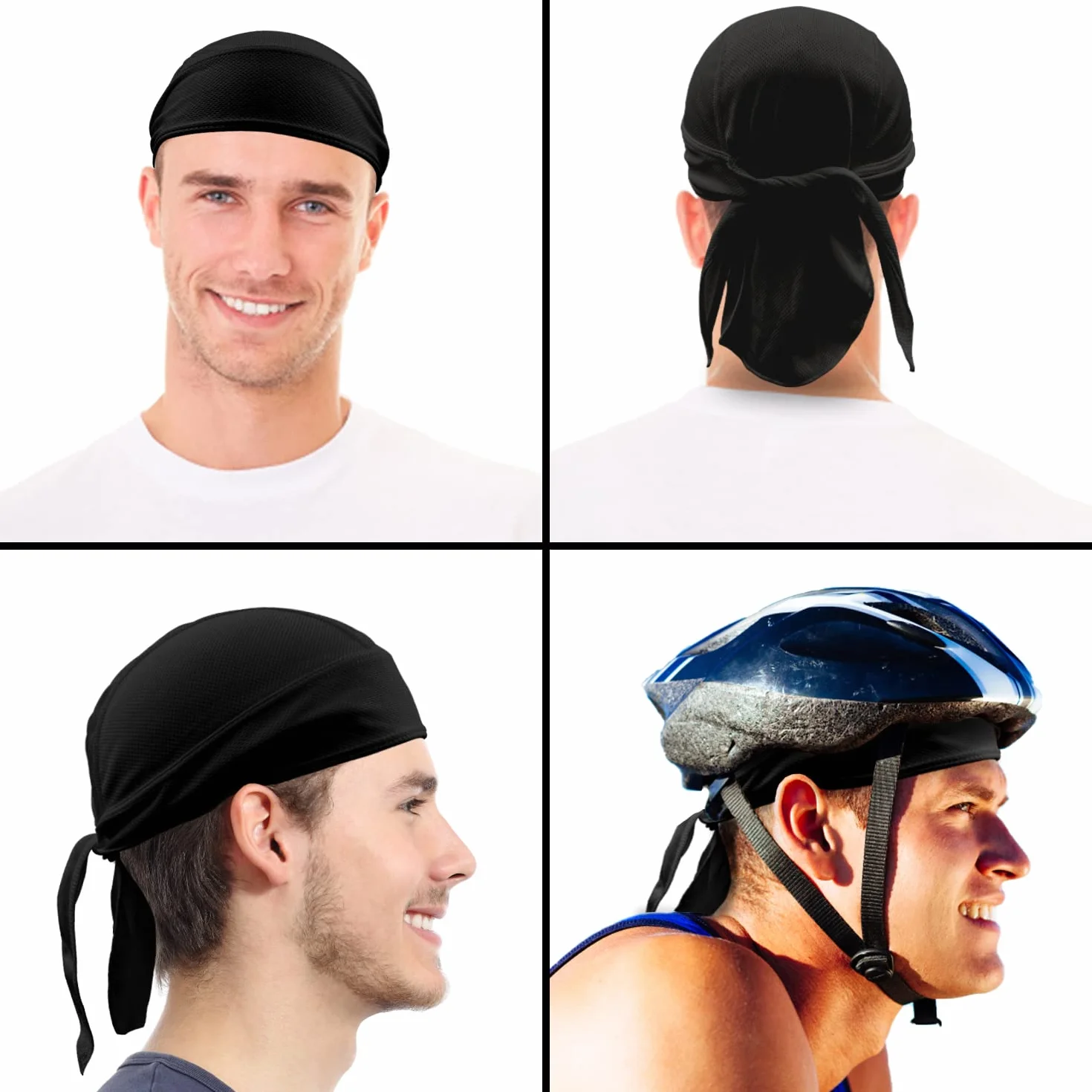 Chusta piracka bandana Cap Durag nakrycie głowy motocykl chusta na głowę pod kask rowerowy chusta piracka lato, czarny, 50-65