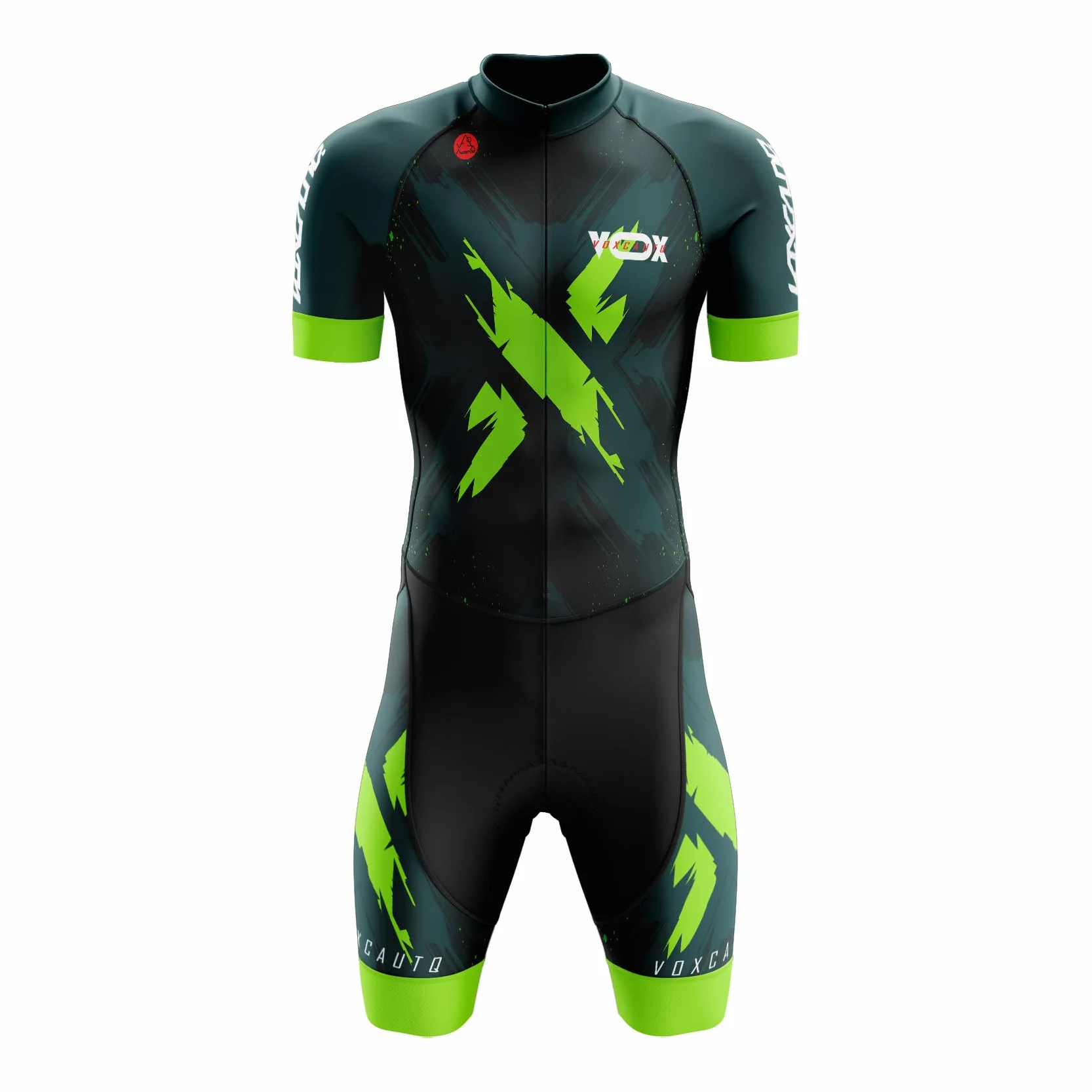 Męski kombinezon rowerowy + zawody, profesjonalny, wyściełany, męski strój triathlonowy, jednoczęściowy kombinezon rowerowy krótki sublimowany design, męski krótki letni kombinezon