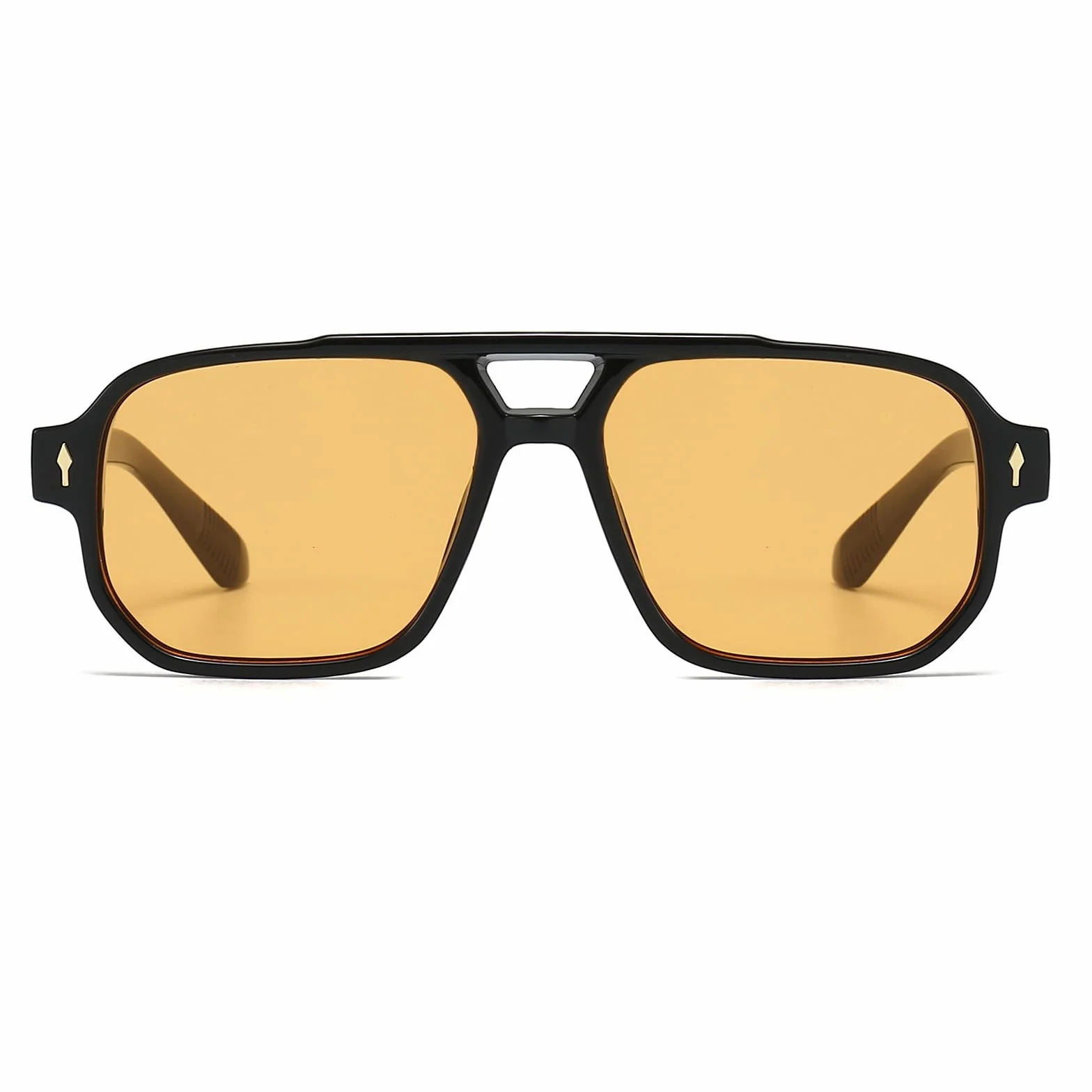 YAMEIZE Okulary przeciwsłoneczne Pilot Retro Double Bridge Prostokąt - Dla Kobiet Mężczyzn Klasyczne Kwadratowe Okulary Vintage Ochrona UV400 Jazda Na Zewnątrz