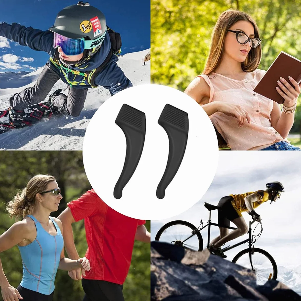 Silikonowy uchwyt antypoślizgowy, 4 szt. okulary sportowe zaczep na ucho uchwyty do okularów, czarne