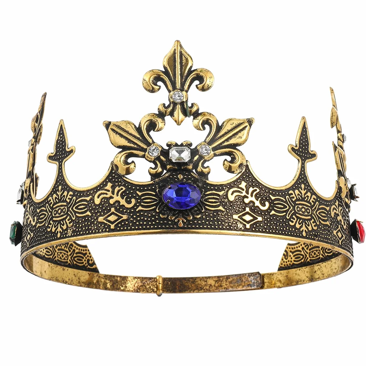 Królewska męska korona królewska, średniowieczna korona na bal, cosplay, urodziny, wesele, przyjęcie, opaska na głowę, akcesoria do włosów
