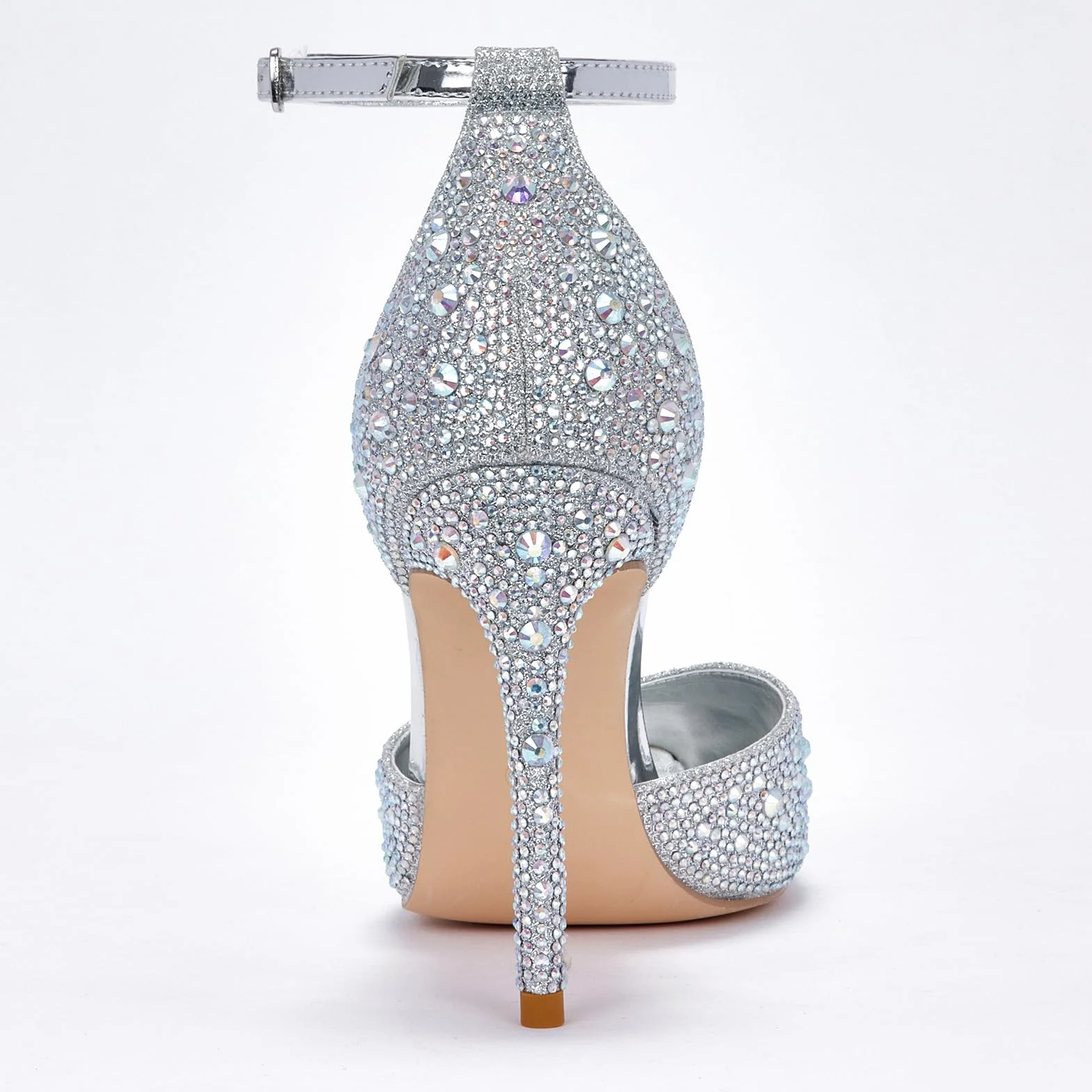 Zhabtuc Rhinestone Stiletto Court buty dla kobiet z paskiem na kostce wysokie obcasy 10 cm/3,94 cala brokatowe szpiczaste obcasy