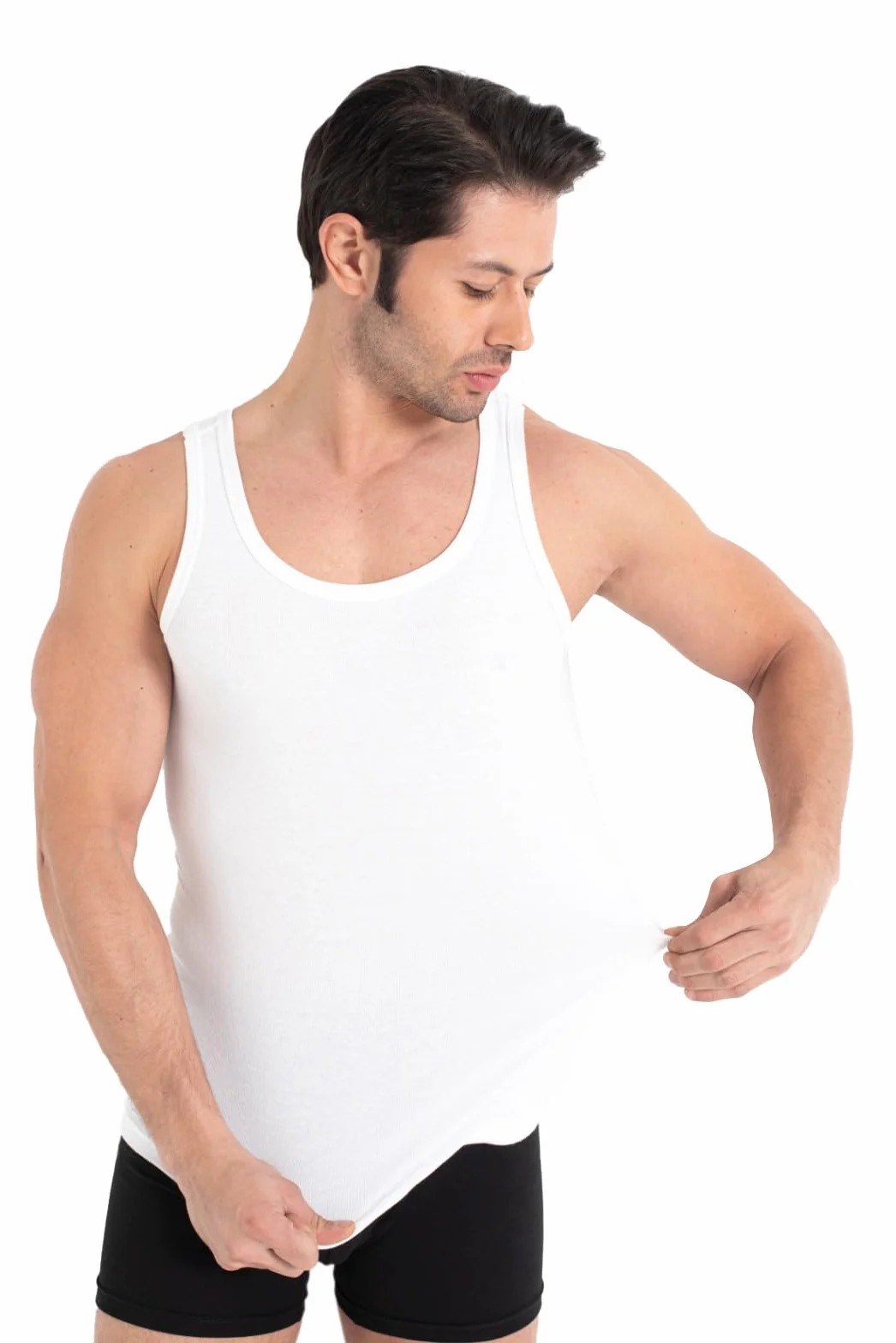 5-pak męski tank top Classic podkoszulek - czesane drobne prążki 100% bawełna