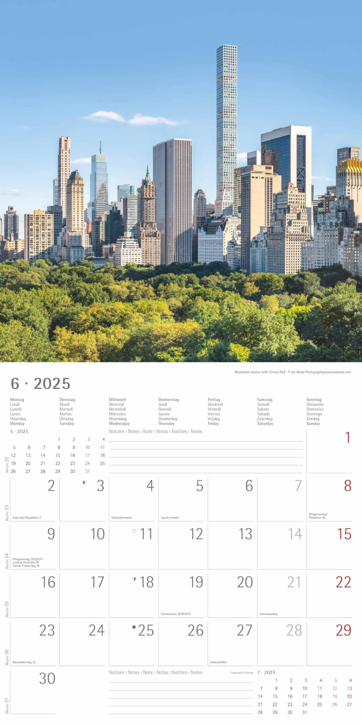 Alpha Edition - New York 2025 Broschürenkalender, 30x30cm, Wandkalender mit Platz für Notizen und Termine, Bilder amerikanischen Metropole, Monatsübersicht und Ferientermine DE/AT/CH