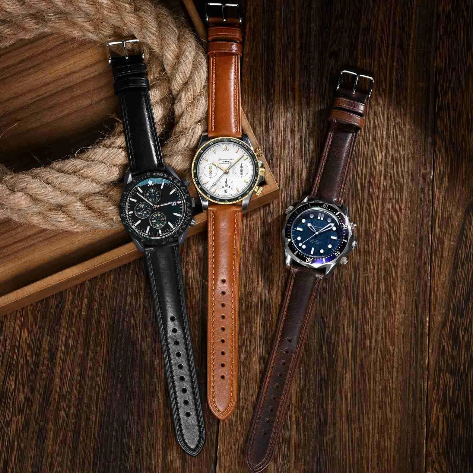 BISONSTRAP Pasek do zegarka dla mężczyzn w stylu retro, wykonany ze skóry cielęcej impregnowanej olejem, z szybkim zapięciem, szerokość paska 18, 19, 20, 22 mm
