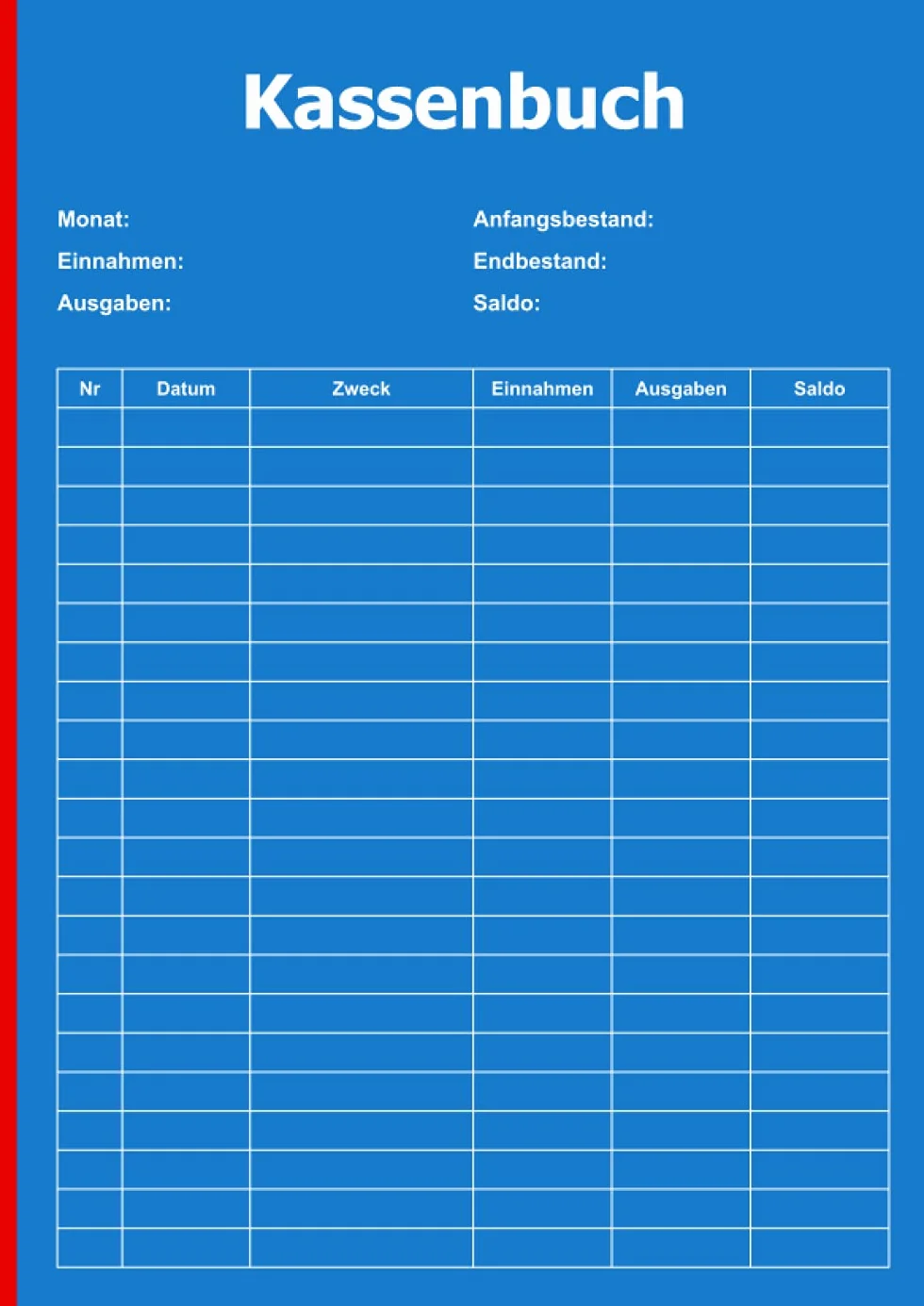 Kassenbuch: für Kleinunternehmer, Vereine, Selbstständige, Gastronomen und als Haushaltsbuch (für über 2500 Einträge auf insgesamt 100 Seiten)