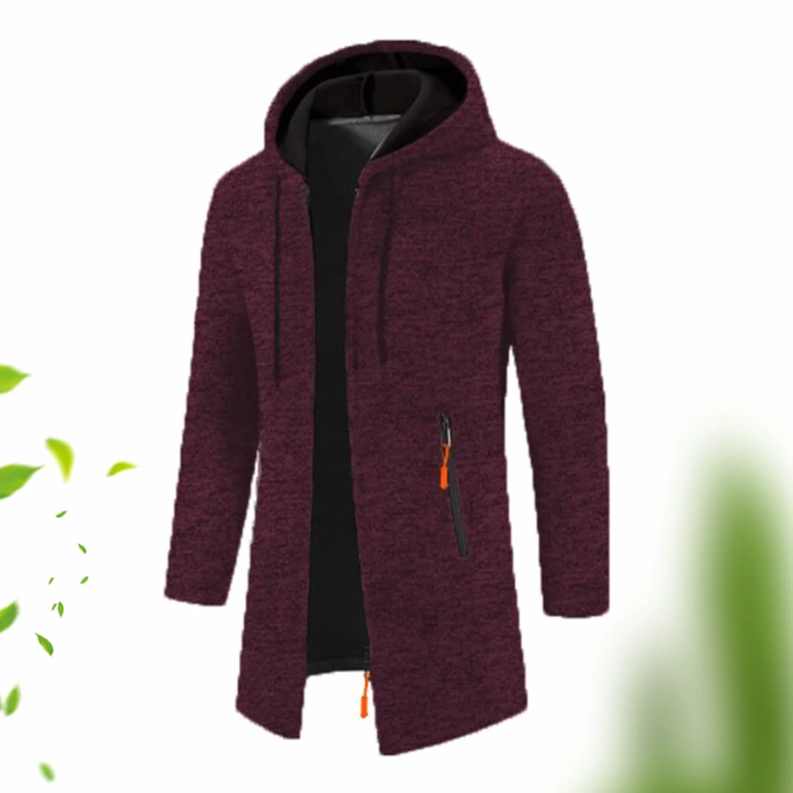 Męski slim fit polar ciepły długi płaszcz z kapturem, jesień i zima na co dzień modny zamek błyskawiczny z długim rękawem kardigan z kieszenią luźny na zewnątrz wygodna kurtka sportowa topy