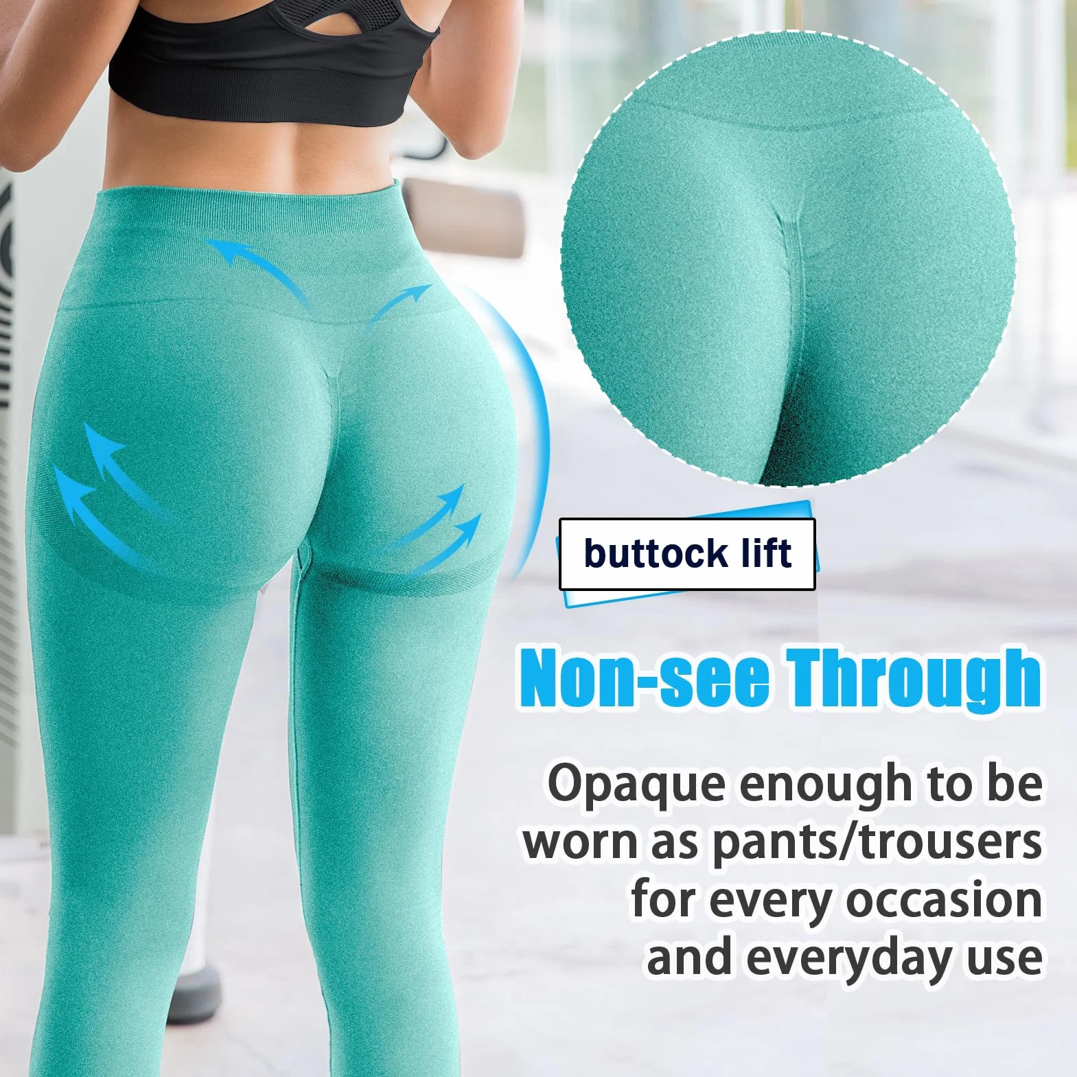 SINOPHANT Sportowe legginsy damskie, wysoka talia, Scrunch Butt Push Up, bezszwowe, elastyczne spodnie do jogi