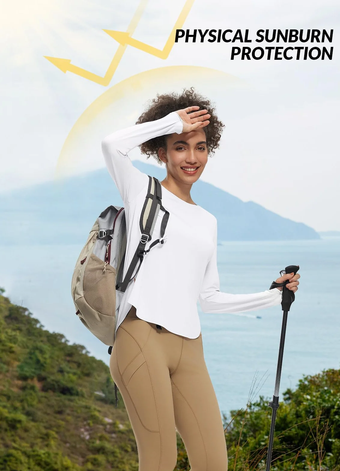 BALEAF Damska koszulka z długim rękawem UV Activewear koszulka z długim rękawem UPF 50+ Longslevee ochrona przed promieniowaniem UV ochrona przed słońcem Rashguards koszulka sportowa