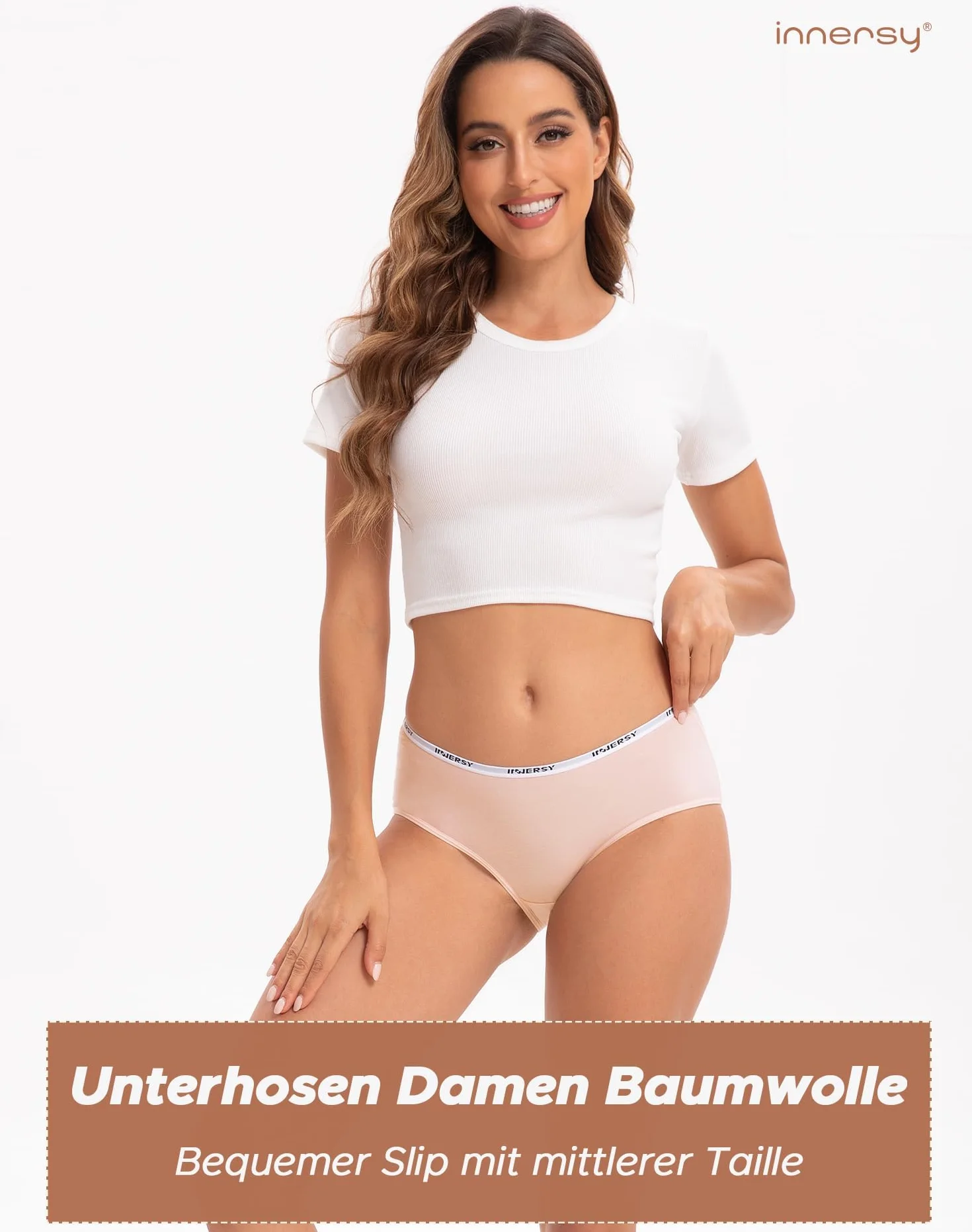 INNERSY Bielizna damska, wygodne majtki bawełniane, wielopak, oddychające majtki, 6 sztuk