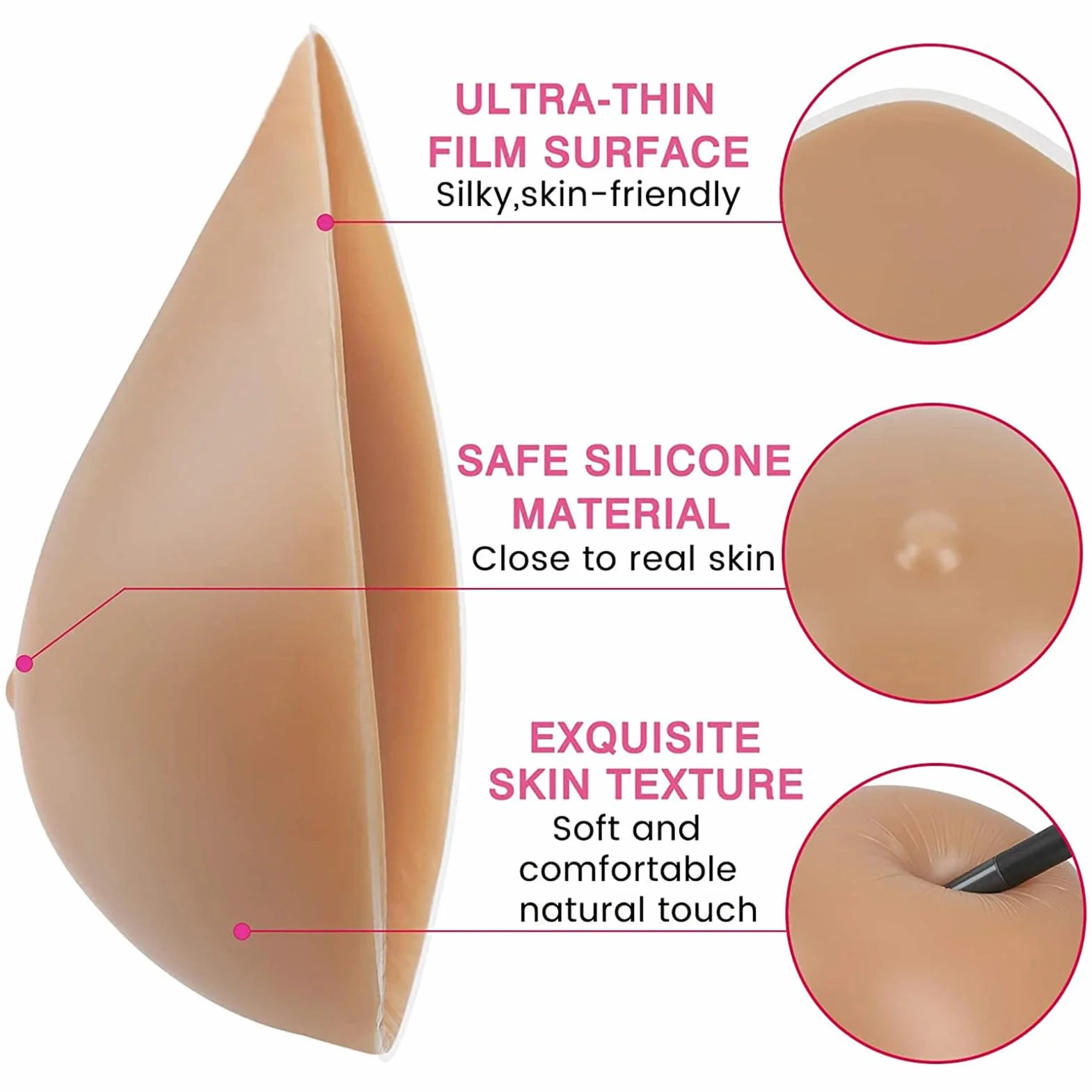 Silikonowe Wkładki Biustowe W Kształcie Trójkąta Dla Kobiet Samoprzylepne Przeznaczone Dla Osób Transpłciowych I Do Cosplayu(800g/pair, Brown)