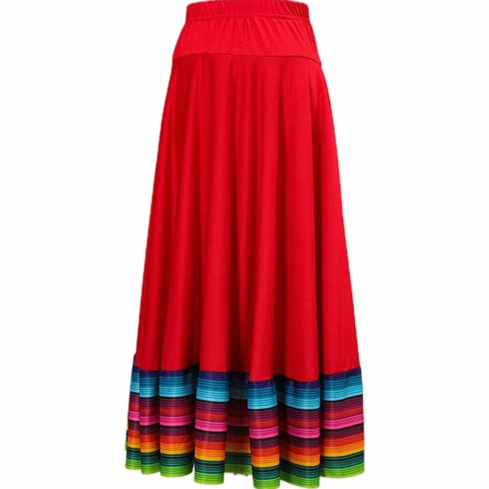 Meksykańskie spódnice ludowe dla kobiet, hiszpańska huśtawka wysoka talia spódnica, meksykańska spódnica, Flamenco ludowe stroje do tańca, elegancka spódnica treningowa