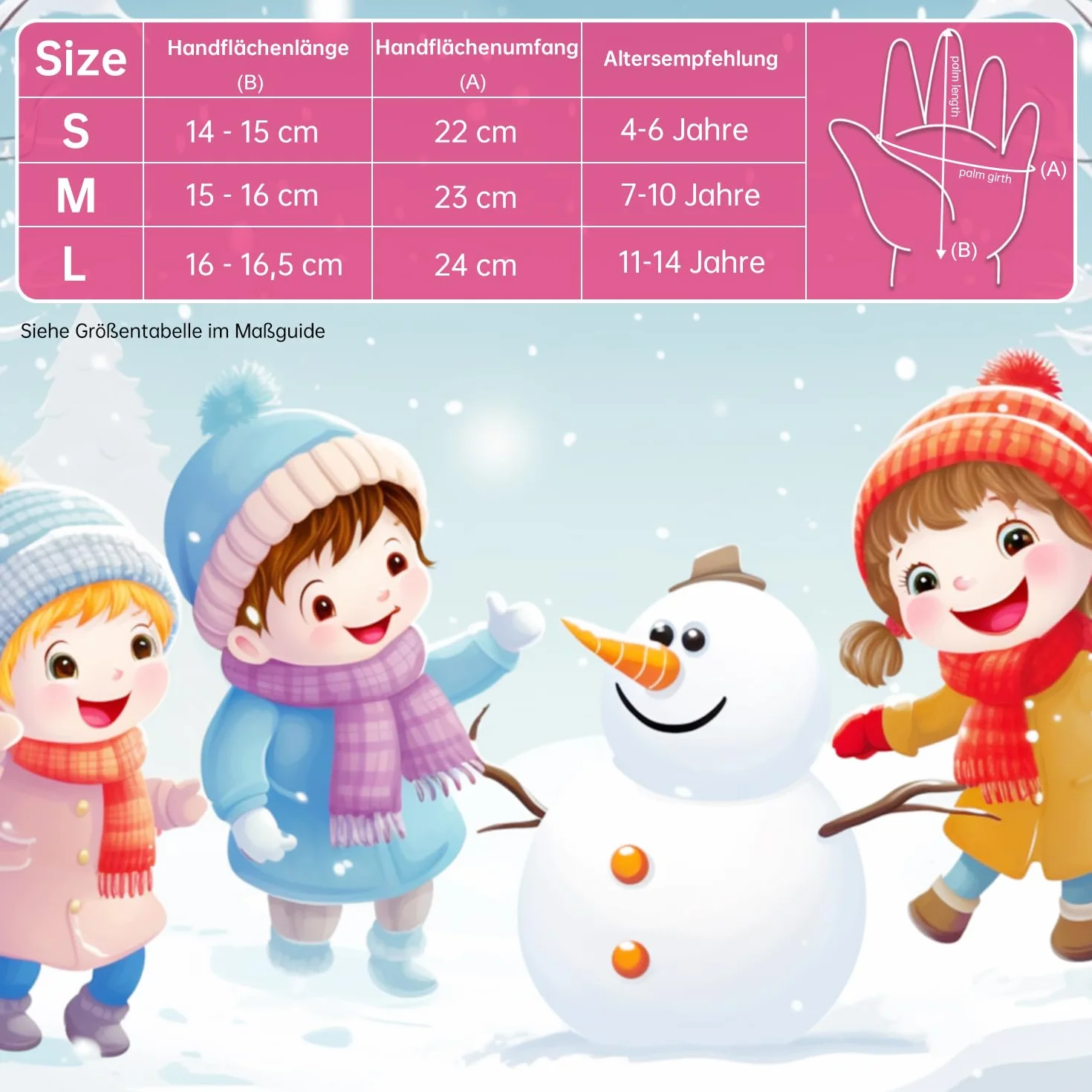 ThxToms Dziecięce rękawice narciarskie, zimowe rękawiczki narciarskie, -15℃, palma PU, wiatroszczelne, wodoszczelne, ciepłe polarowe, sportowe, snowboardowe, do jazdy na nartach, jazdy na rowerze, dla