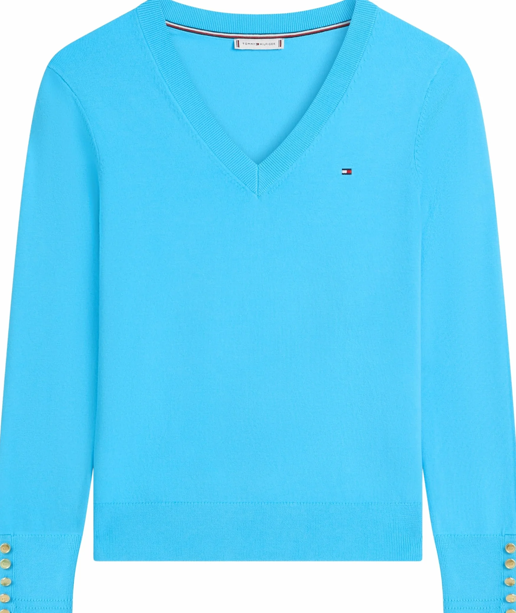 Tommy Hilfiger Co Jersey Stitch V-NK sweter Ww0ww40098 sweter, niebieski (gligid blue), M Kobiety