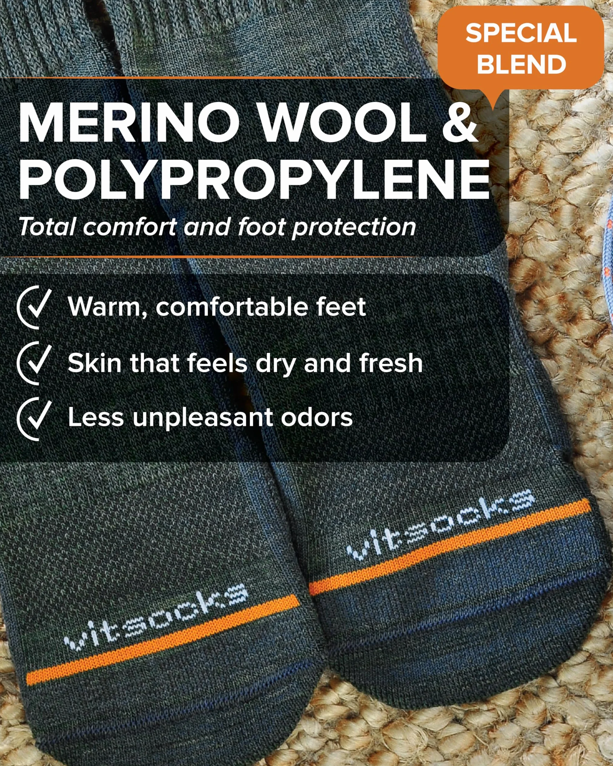 VITSOCKS Skarpety Trekkingowe WEŁNA MERINO Damskie, Ciepłe Wełniane do Wędrówek Outdoor