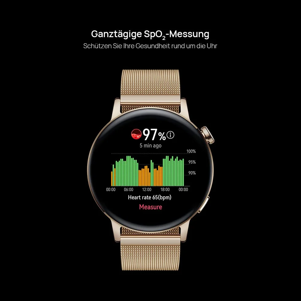 HUAWEI Smartwatch Watch GT 3 42 mm, długi czas pracy baterii, monitorowanie SpO2, dokładny monitoring tętna, 100+ trybów treningowych, połączenia Bluetooth,czarny
