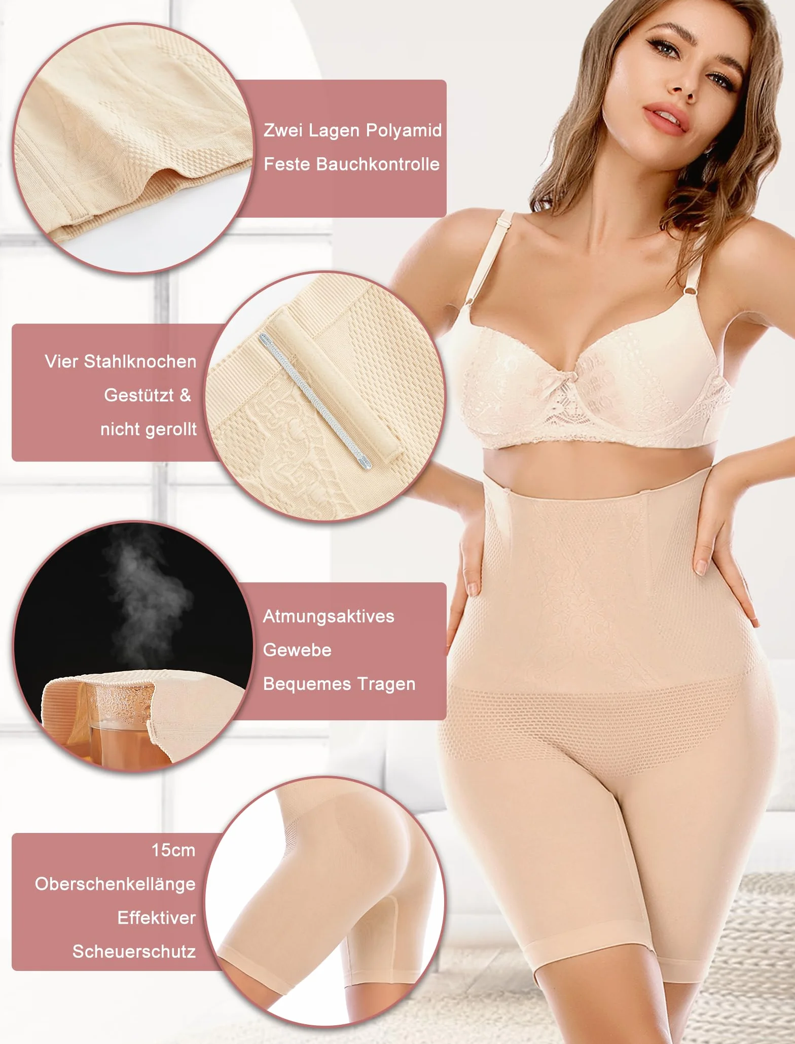 SURE YOU LIKE Damskie spodenki modelujące brzuch wysoki stan trener sylwetka modelująca pośladki bielizna plus size