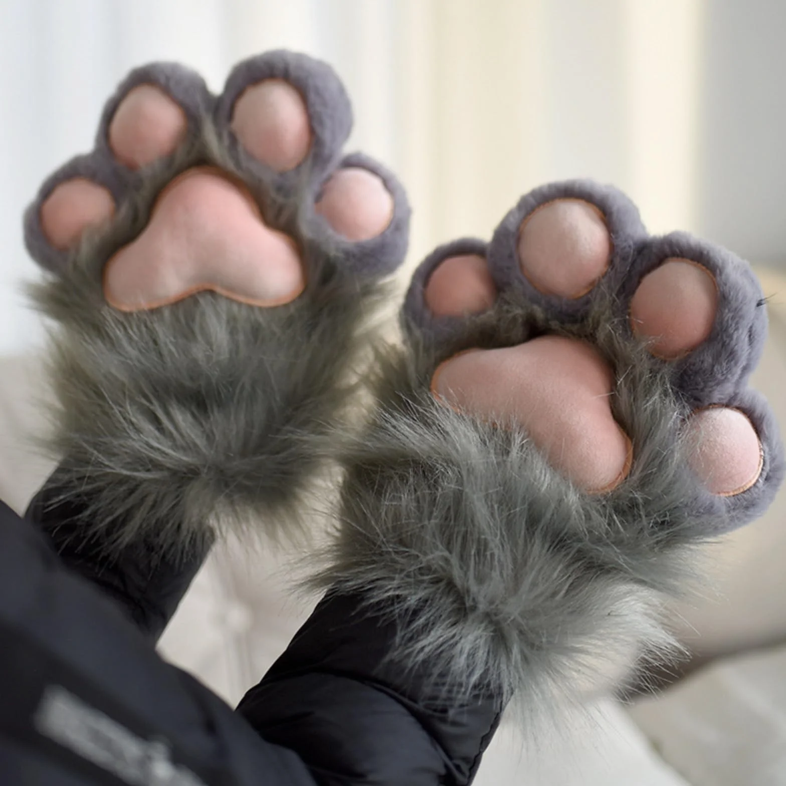 1 para Plush Fur Paws Mittens, Fursuit Paws, Cat Paw Gloves, Furry Paw Gloves Plush Furry Paws Mittens Therian Gloves