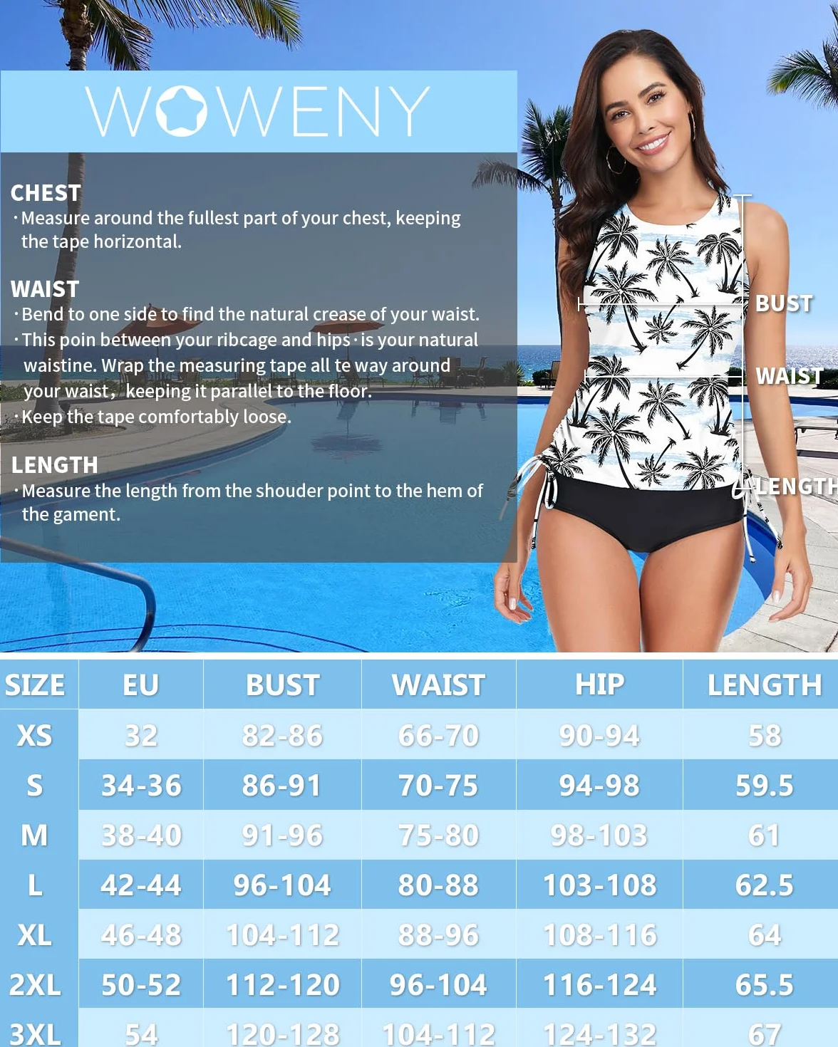 WOWENY Damska koszulka typu tankini, tank top, moda kąpielowa, crossback, pasek do pływania, top szybkoschnący, na lato, wyściełany strój kąpielowy