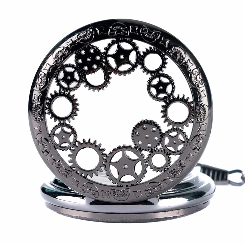 Avaner Posrebrzane starzejące się Steampunk Szkielet Roman Number Half Hunter Case Ręka Mechaniczny Wiatr Zegarek Kieszonkowy Naszyjnik, Model 7, Vintage