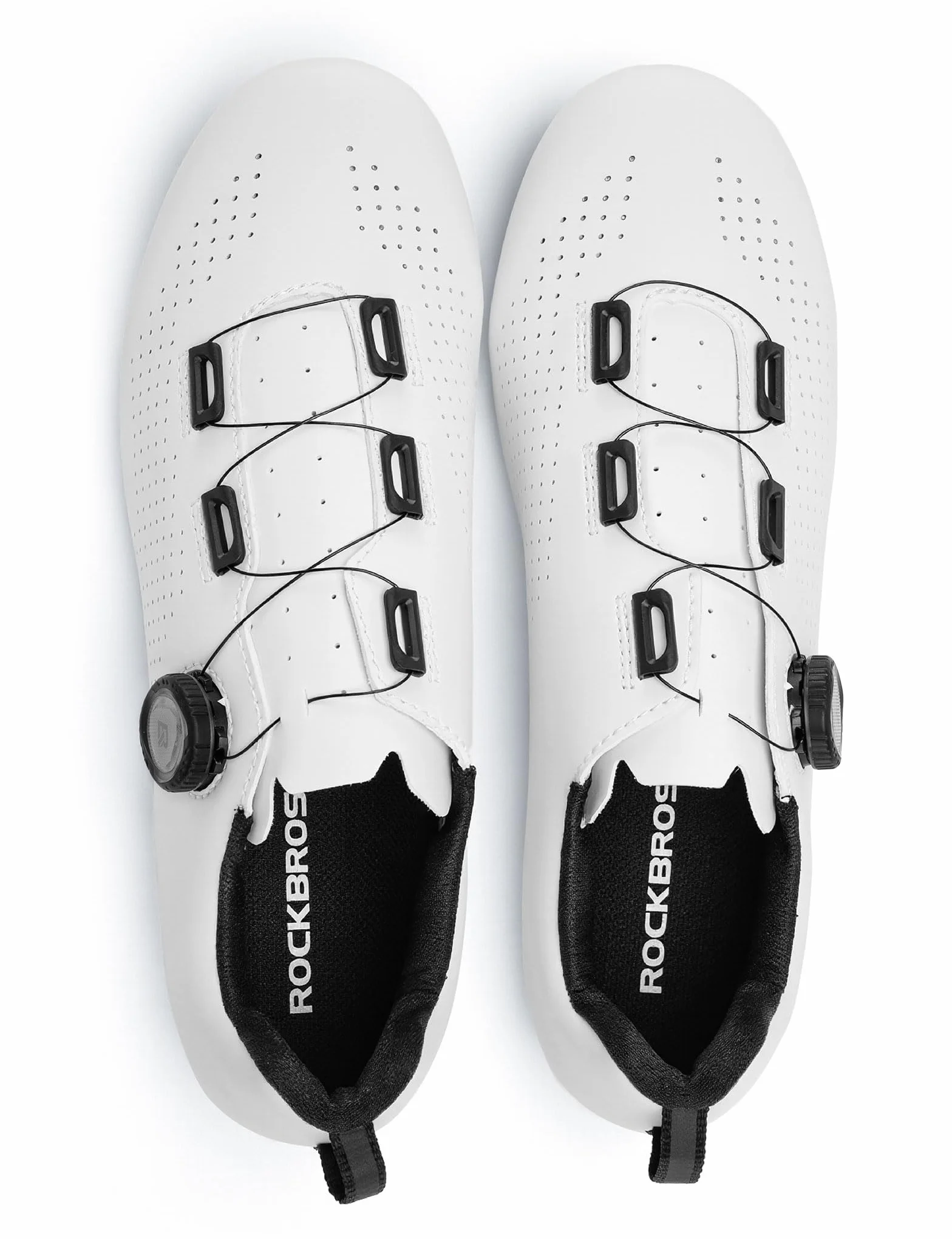 ROCKBROS Buty rowerowe dla mężczyzn i kobiet, rower szosowy, MTB, oddychające buty rowerowe z regulowaną gałką, antypoślizgowa gumowa podeszwa, unisex, MTB, buty do jazdy na rowerze halowym, białe, 3