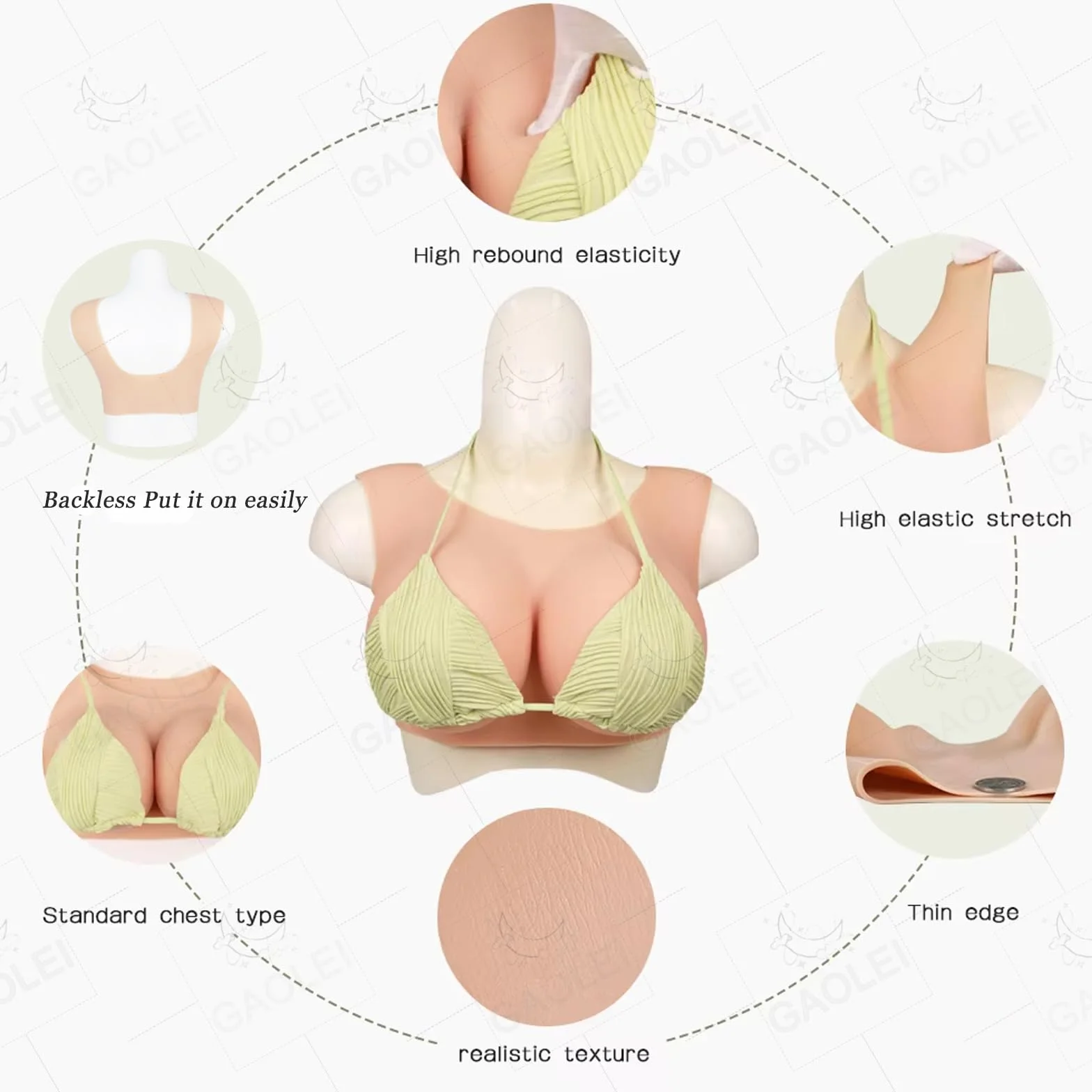 Adima Silikonowe fałszywe Niski dekolt Wycięcie z tyłu B-G Cup Breast Forms Enhancer dla crossdresserów Transgenderowa mastektomia
