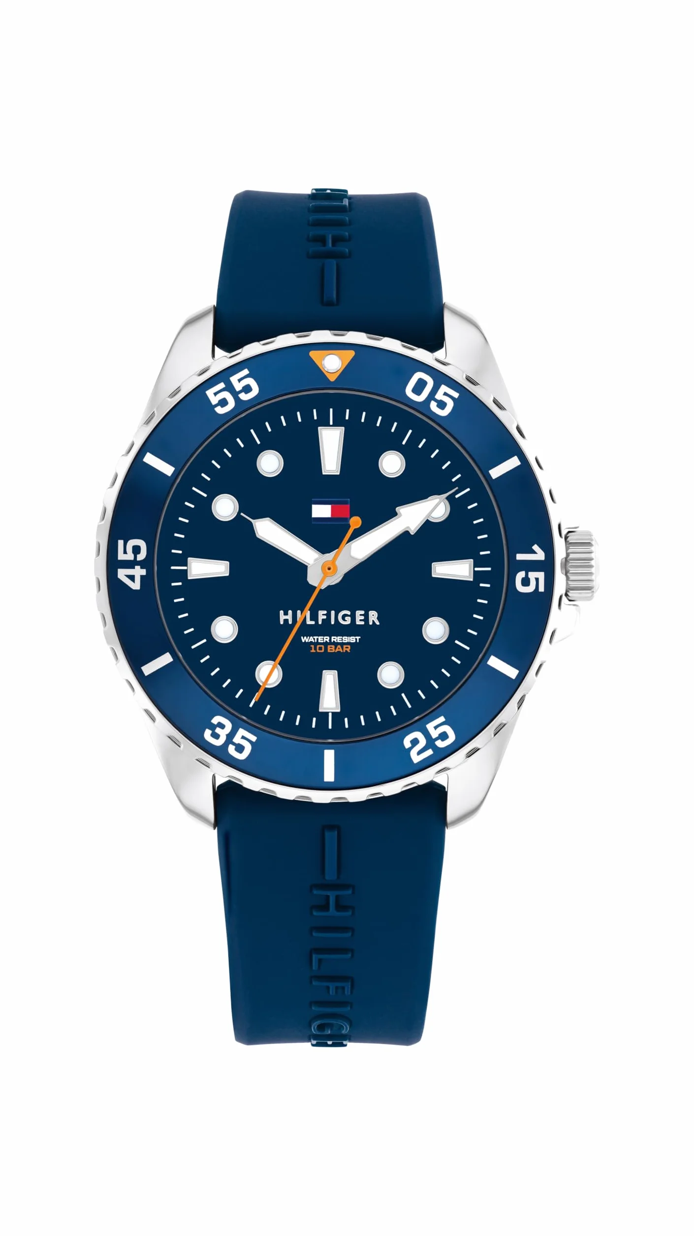 Tommy Hilfiger Młodzieżowy zegarek kwarcowy z trzema wskazówkami z niebieskim silikonowym paskiem - 1720047