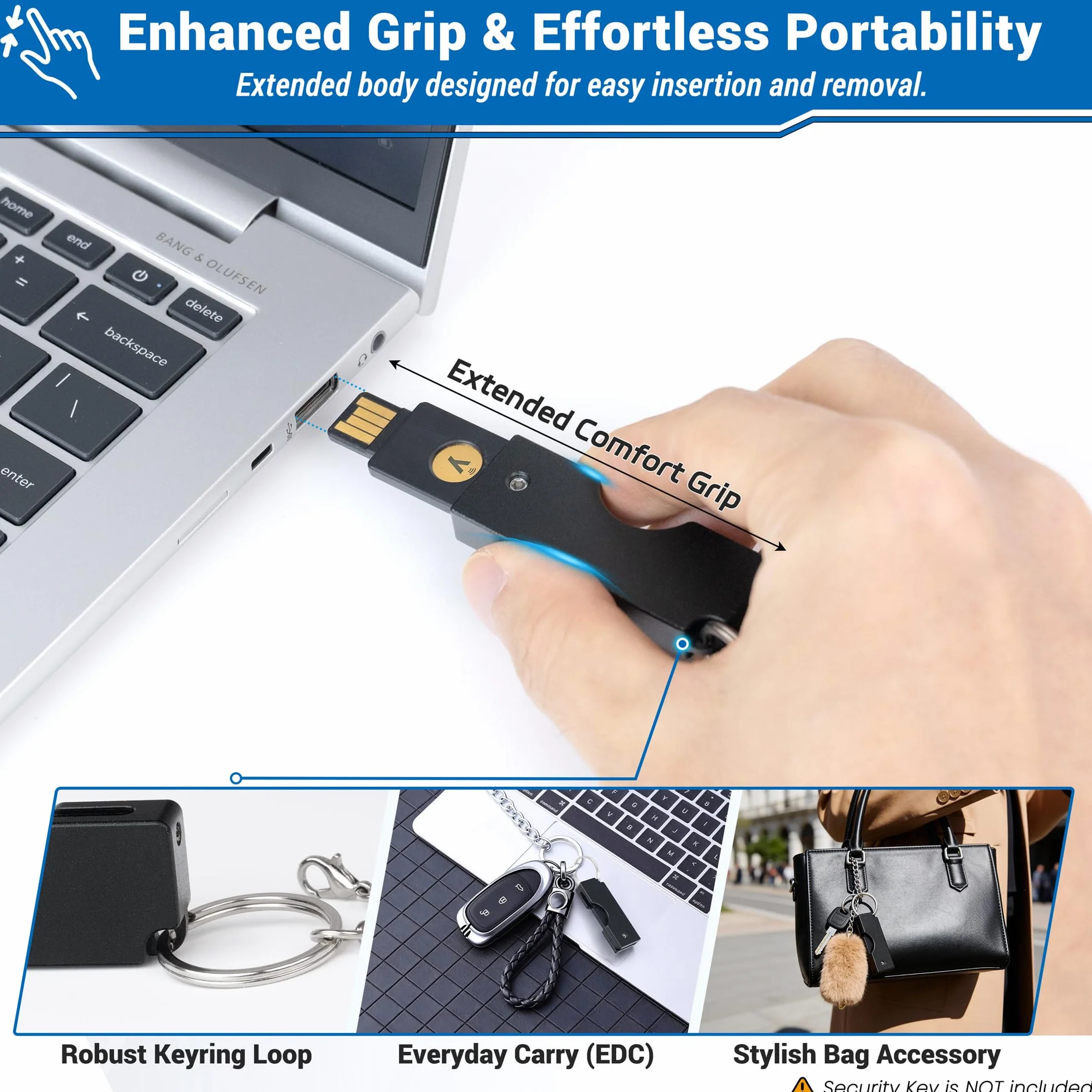 sciuU Metalowa składana obrotowa osłona kompatybilna z kluczem bezpieczeństwa Yubico NFC/YubiKey 5 NFC / 5 NFC FIPS, złącze USB-A - odporna na zarysowania ochronna obudowa ze stopu aluminium - klucz