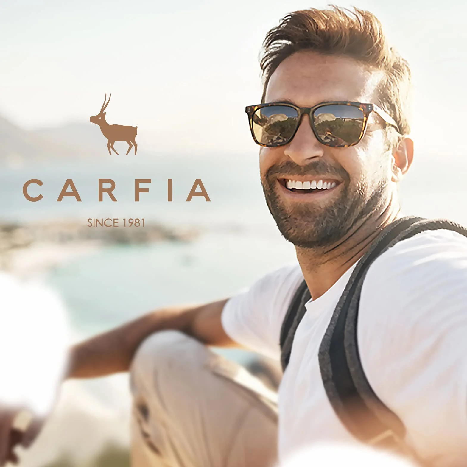 CARFIA Męskie okulary przeciwsłoneczne z polaryzacją i prostokątną oprawką z octanu, 100% ochrona UV Sportowe okulary przeciwsłoneczne