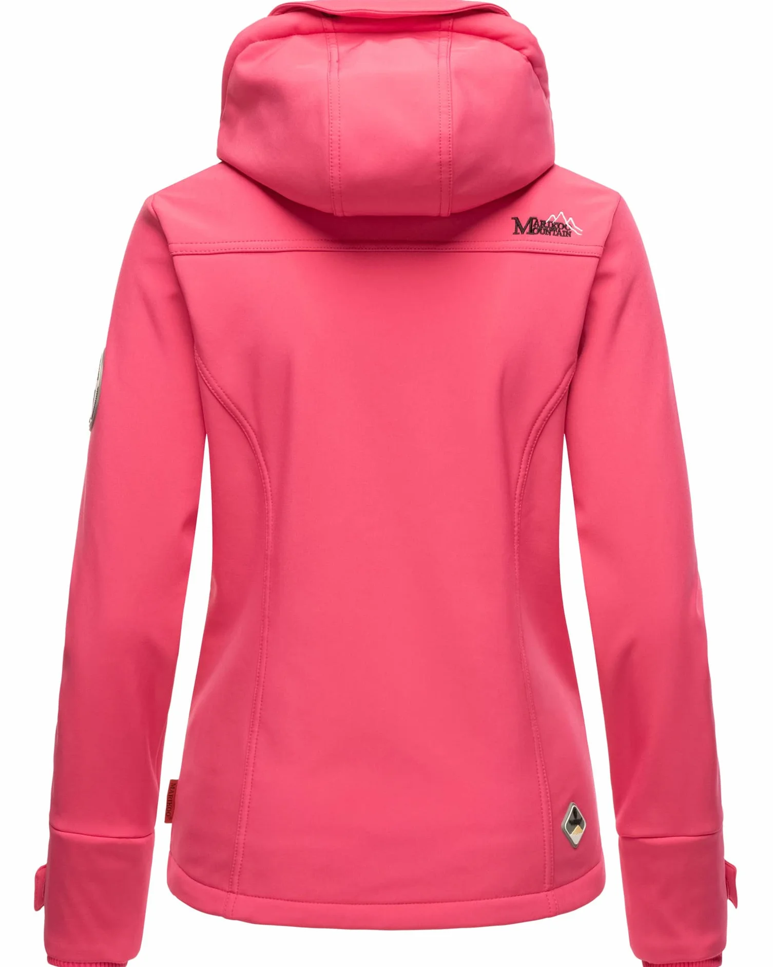 MARIKOO Damska kurtka softshell, wodoszczelna kurtka outdoorowa z kapturem, mały zamek, rozm. XS-XXL
