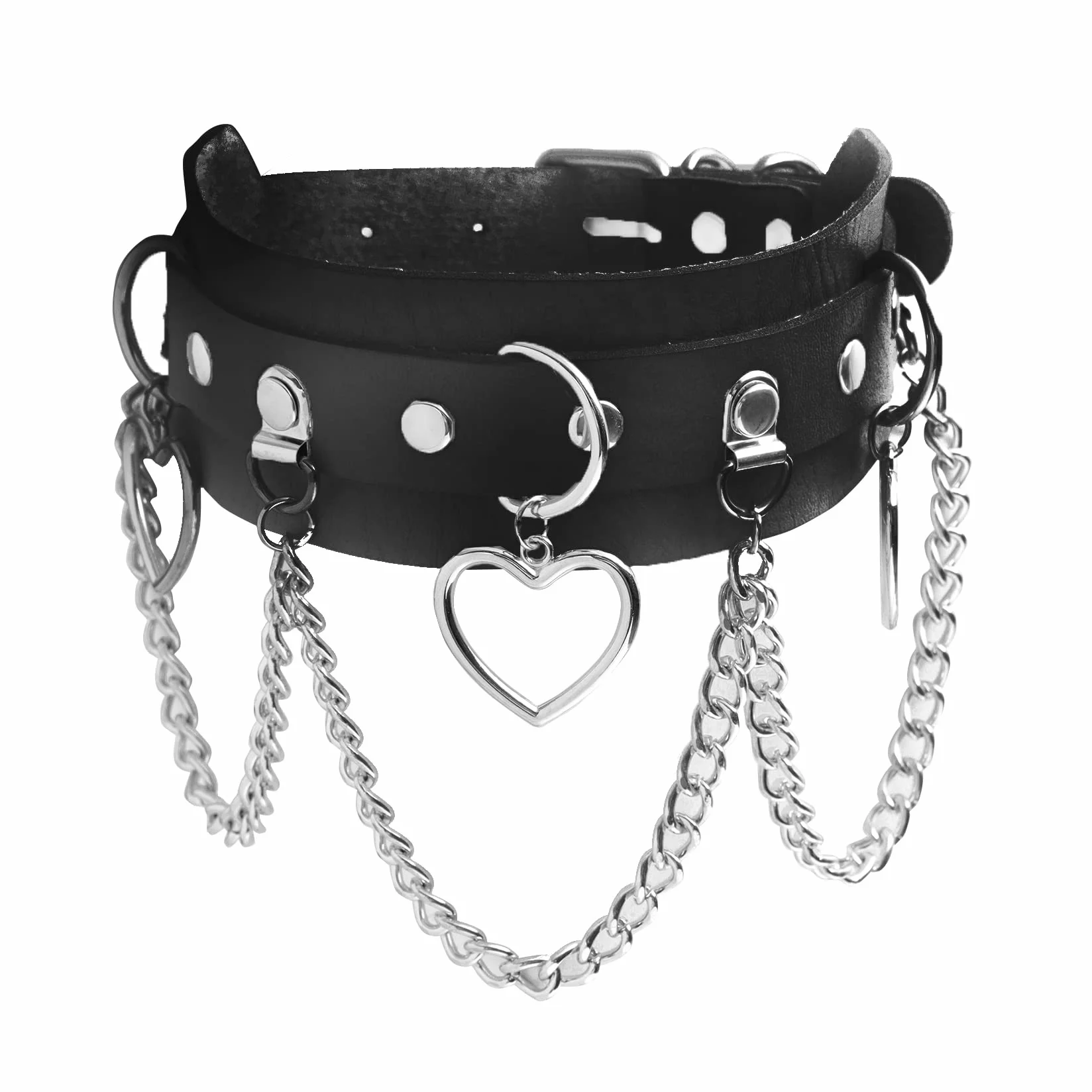 Punk gotycki kołnierz choker dla kobiet mężczyzn skóra PU kolce ćwieki łańcuszek naszyjnik regulowany