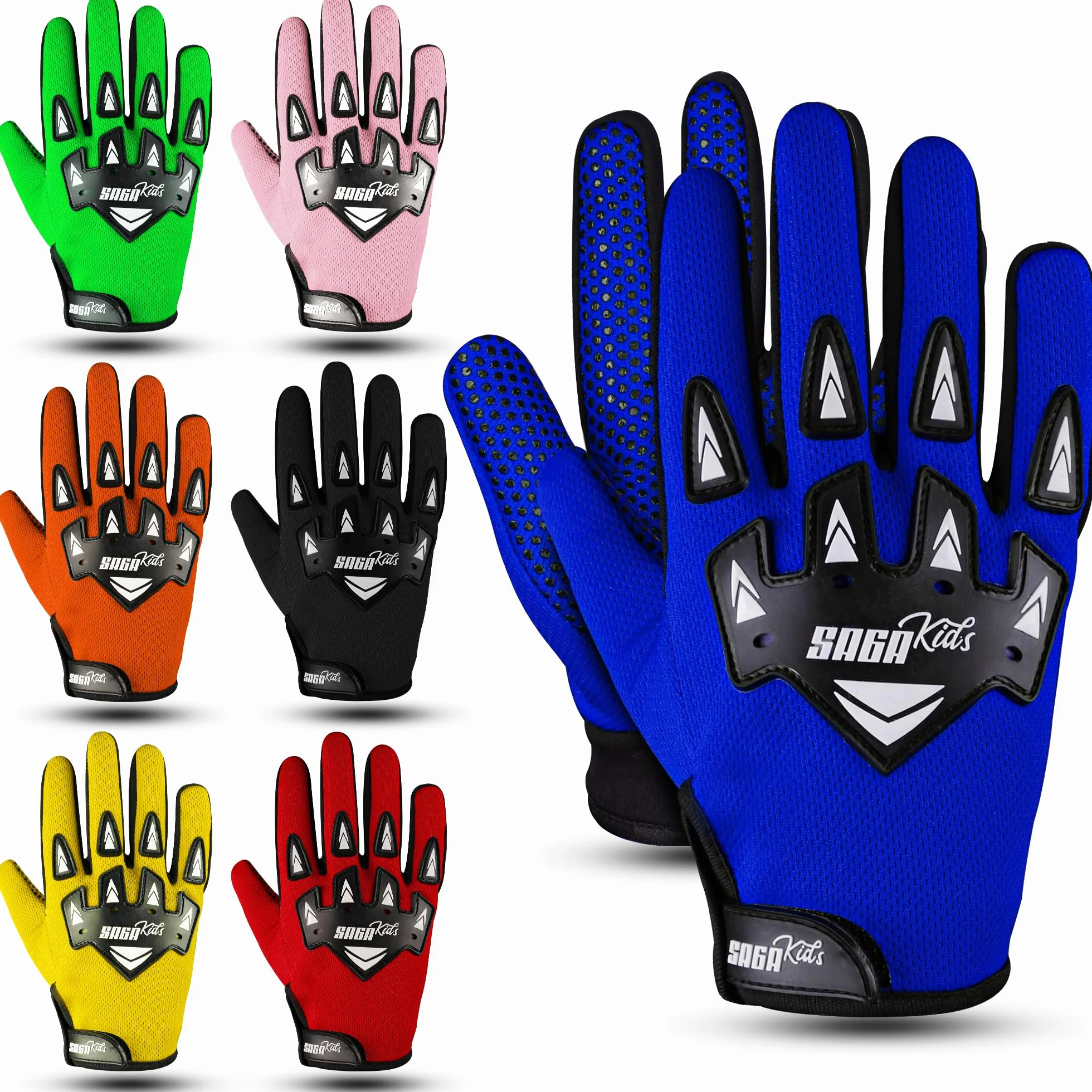 Rękawice rowerowe dla dzieci Trwałe i wygodne rękawice motocrossowe Idealna odzież motocyklowa dla Twojego dziecka (Blue, Small [4-6 Yrs])
