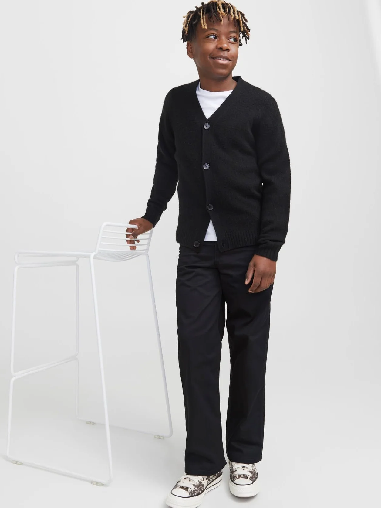 JACK&JONES JUNIOR Jpstalex Clean Jjworker Pants Noos Jnr spodnie chłopięce, Czarny/szczegóły: szwy W. Dtm, 152