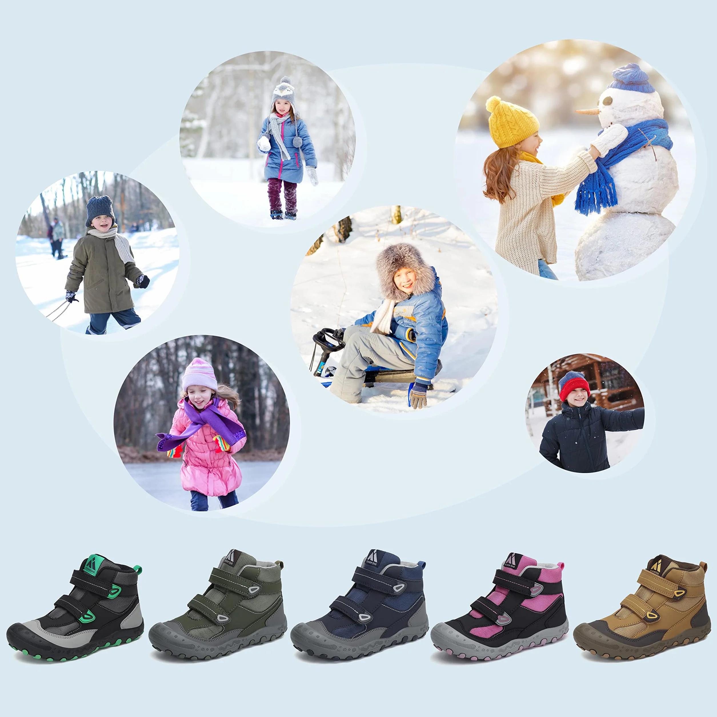 Mishansha Dziecięce buty trekkingowe, antypoślizgowe, lekkie buty trekkingowe dla chłopców i dziewczynek, rozm. 24-38, Dziecięcy niebieski, 38 EU