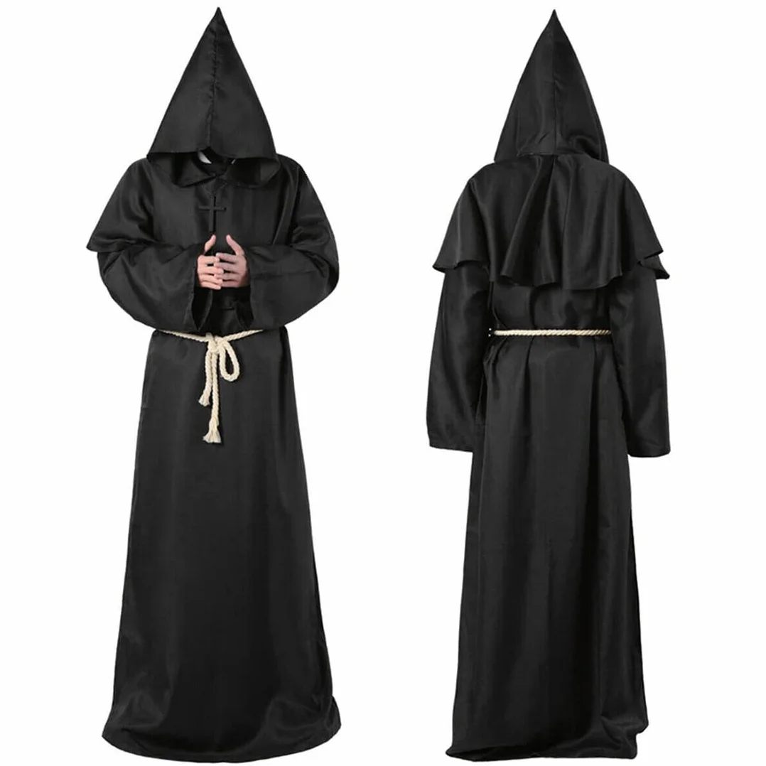 Wishstar Dekoracja na Halloween, średniowieczny renesans, mnich ze sznurkiem, męski prister z krzyżem na imprezę tematyczną, Halloween, Cosplay, karnawał i karnawał