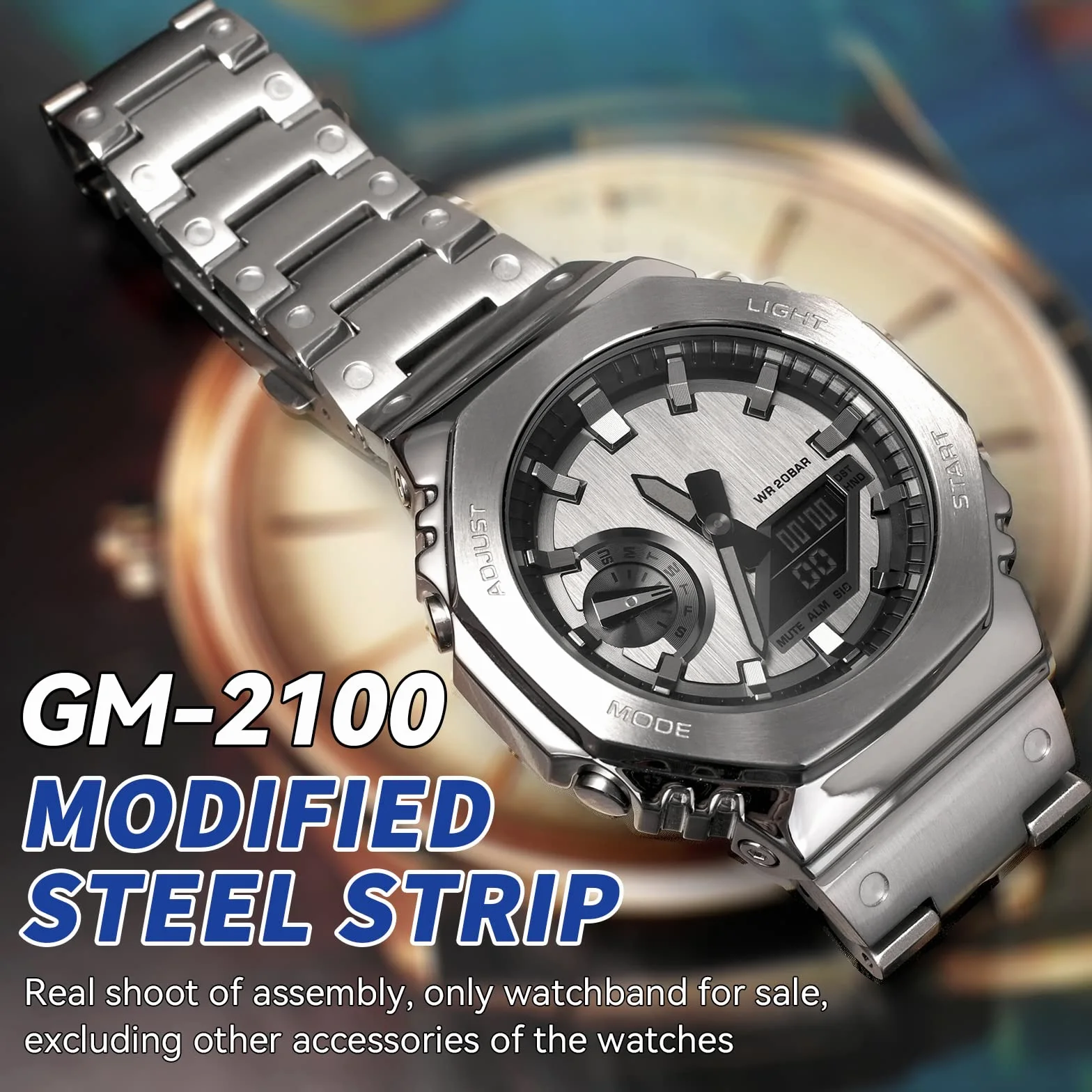 Metalowy Pasek do Zegarka dla Mężczyzn Kompatybilny z Casio GM-2100, Bransoleta do Zegarka Kompatybilny z G-shock GM2100B-3A, Stali Nierdzewnej 316