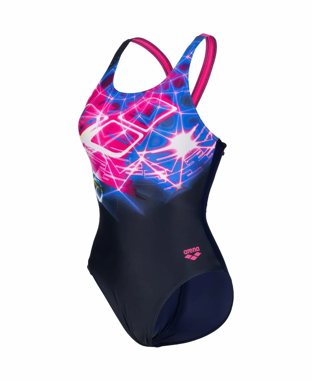 ARENA Damski strój kąpielowy z wycięciem na plecach w kształcie litery V, kolor granatowy (Navy-Freak Rose), 40, Navy-freak Rose, 40