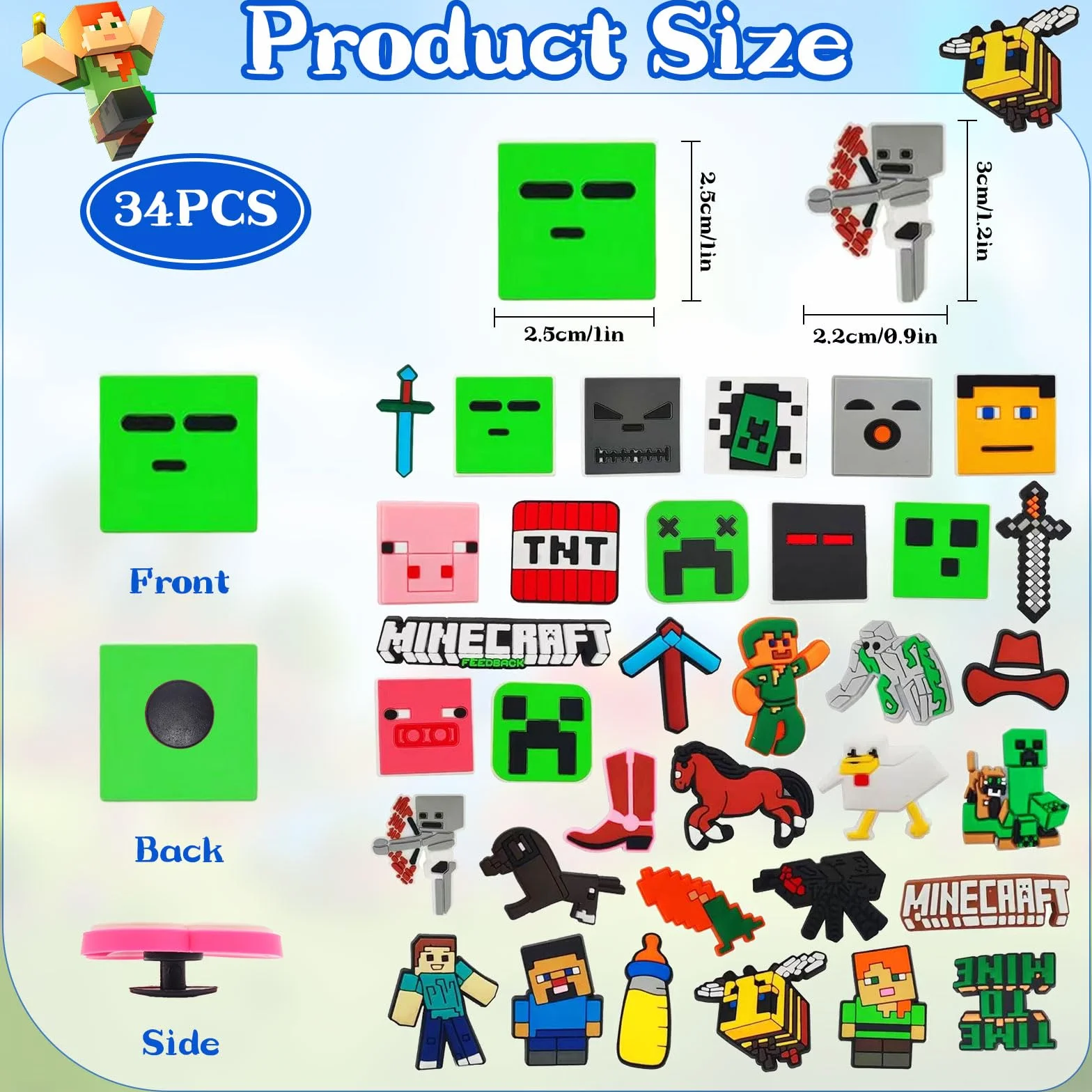 34 sztuki przypinek Crocs, charm do zawieszka, ozdoby do butów Pvc, urocze ozdoby dla dziewcząt i dzieci