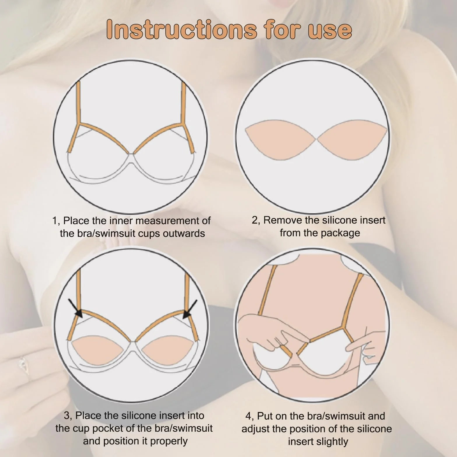 Samoprzylepne silikonowe wkładki do biustonosza - Push Up Booster Pads Enhancer, filet z kurczaka, wkładki do biustonoszy, bikini i strojów kąpielowych, 2 szt
