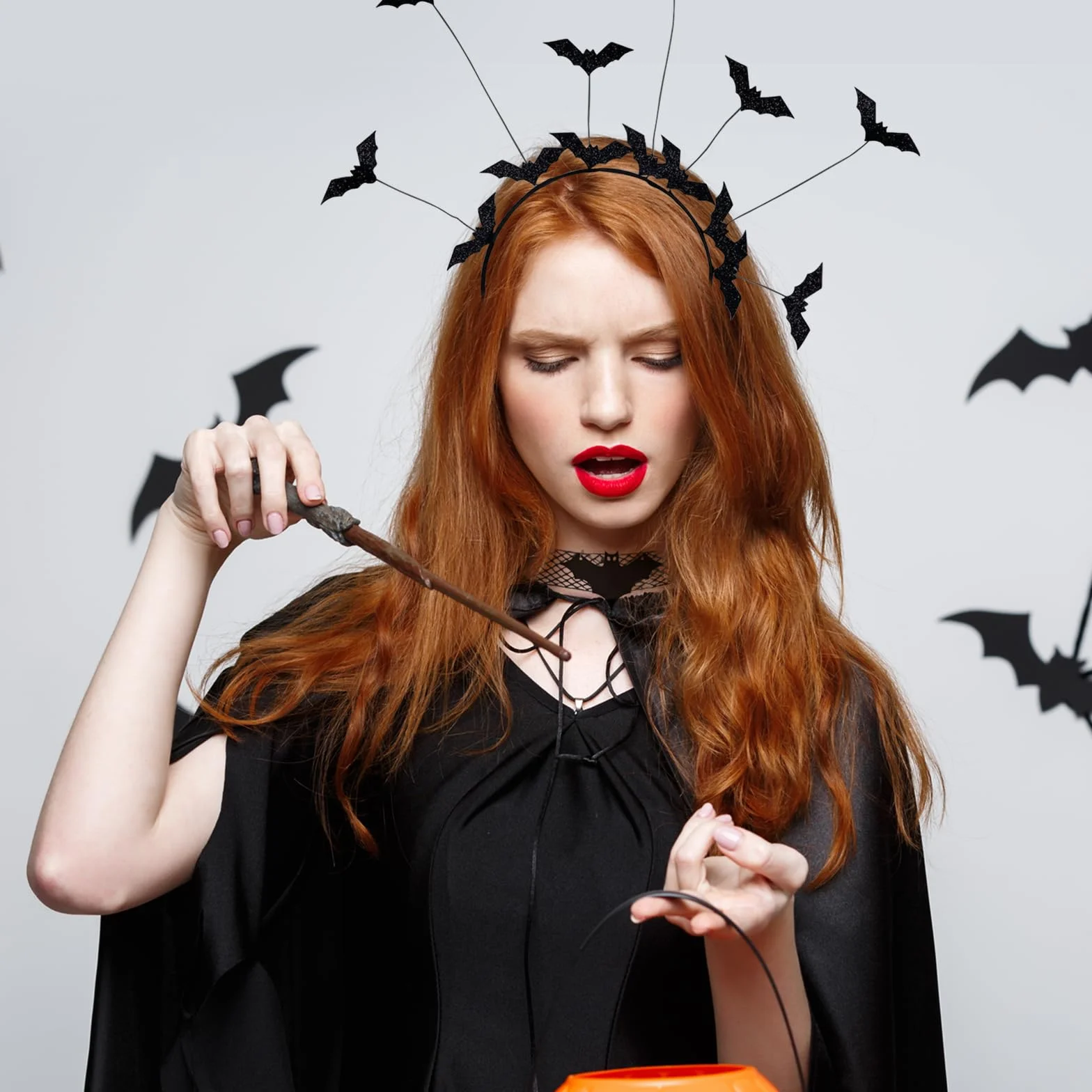 Opaska na głowę z nietoperzem na Halloween, pajęczyna, opaska do włosów, nietoperz, akcesoria na Halloween, gotycka, vintage, czarna, koronkowa, klejnot, naszyjnik, do cosplay, maskarady,