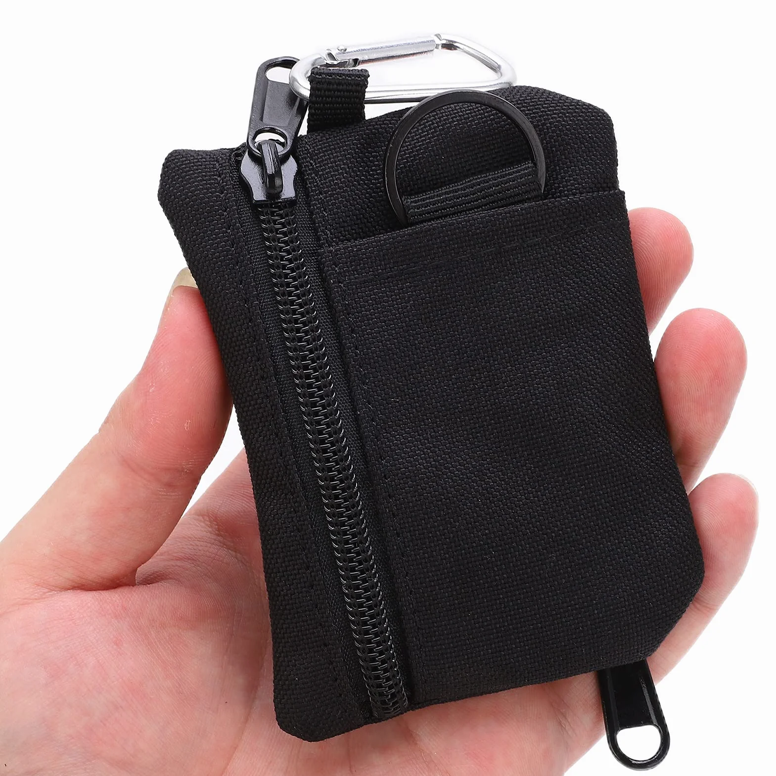 Torebki Mini, Przenośne Mini Etui na Klucze, Etui na Zewnątrz, Portmonetka z Karabińczykiem (Czarny)