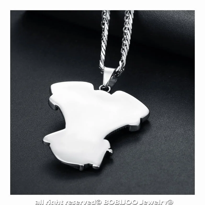 BOBIJOO JEWELRY - Duży łańcuszek na szyję z wisiorkiem - masywny motor, czaszka ze stali nierdzewnej 316L, srebrny łańcuszek